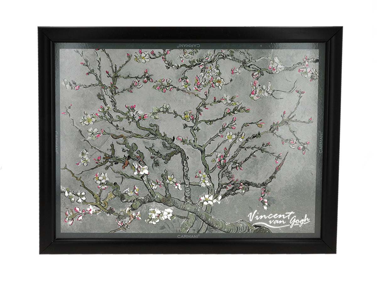 Support pour ordinateur portable V. van Gogh, Amandier en fleurs, gris, 30.5x40.5cm personnalisable par gravure