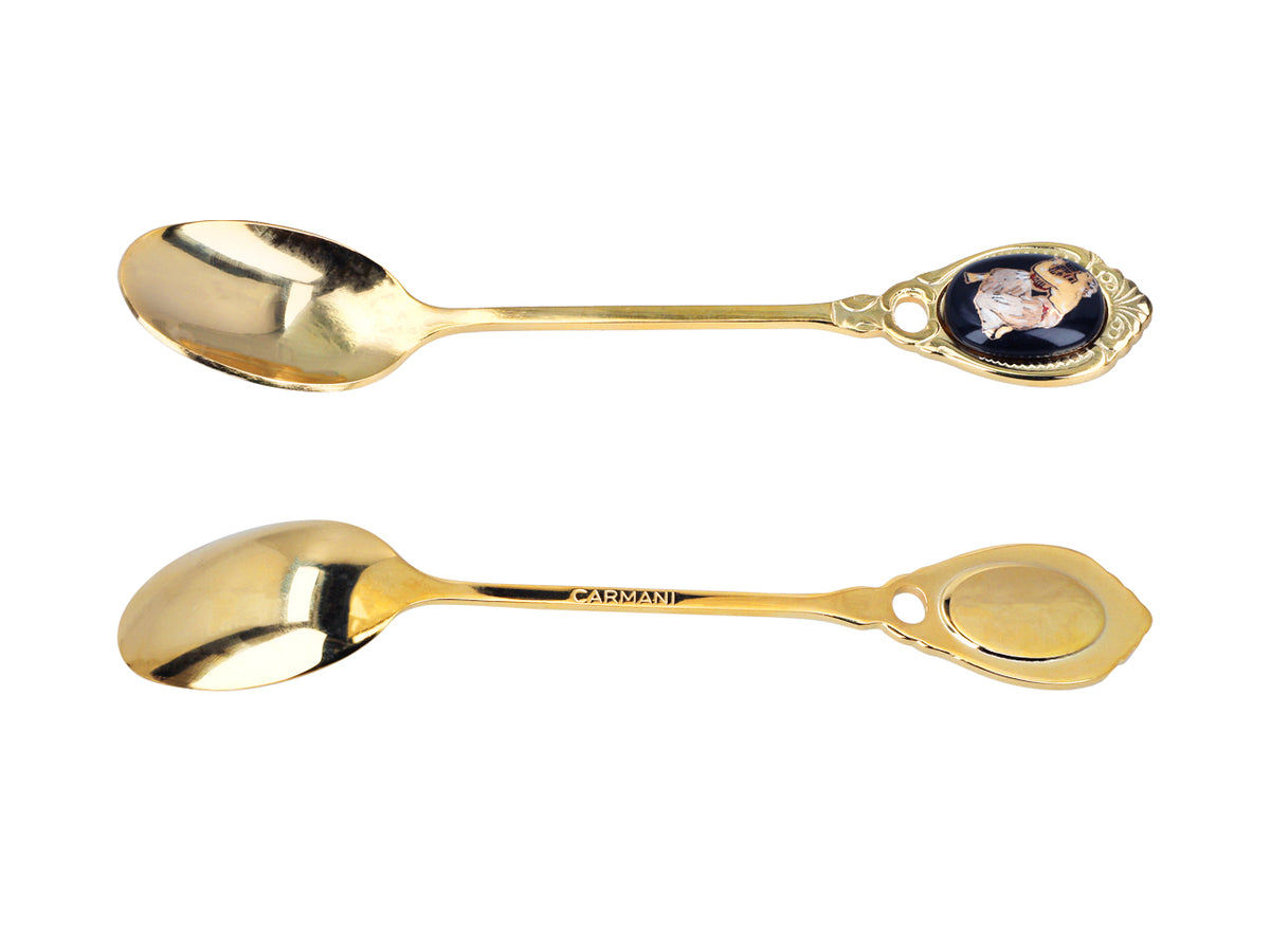 Set of 6 24K Gold-Plated Spoons with a Greek Motif