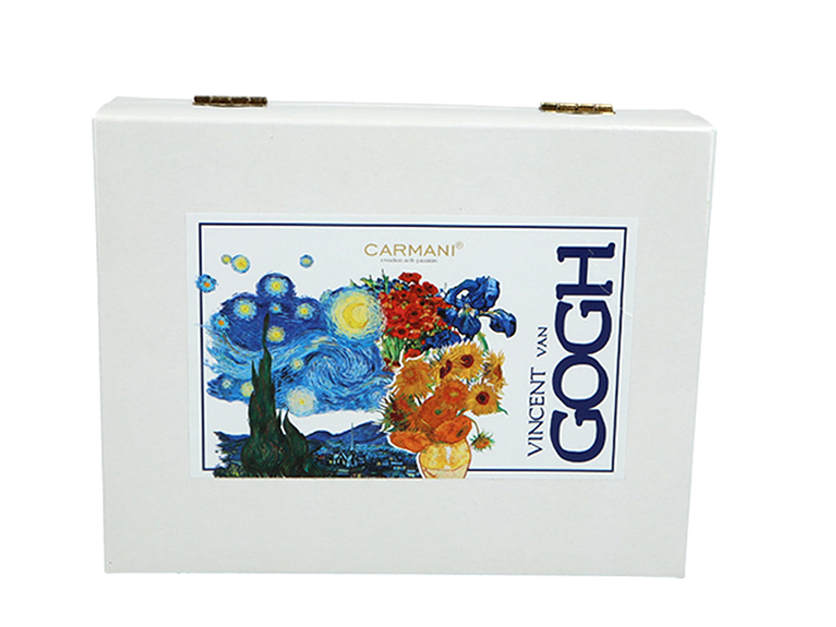 Set de 6 cuillères plaquées or 24K avec 1 cuillère à sucre - V. van Gogh, assortiment, personnalisable par gravure, élégant emballage cadeau, dimensions 13 cm