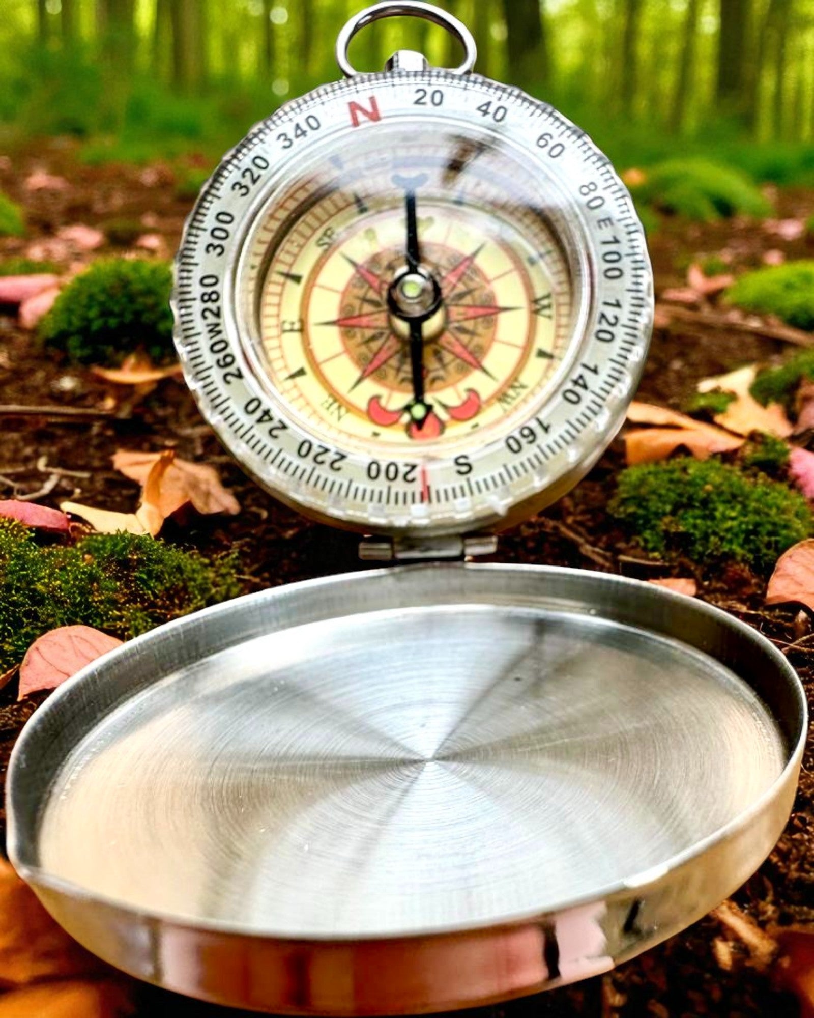 Waterproof Brass Compass with Glow Effect - Essential for Hiking and Camping, personalization with engraving