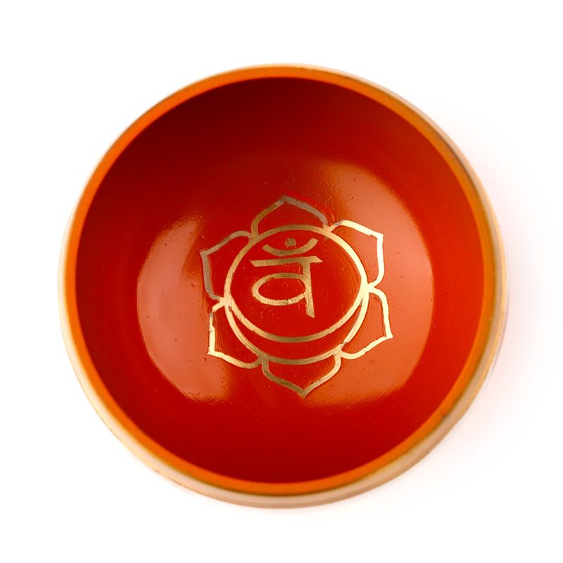 Orange chakra singing bowl with engraving personalization option, metal sound bowl, perfect as a gift, diameter 10 cm, height 5 cm