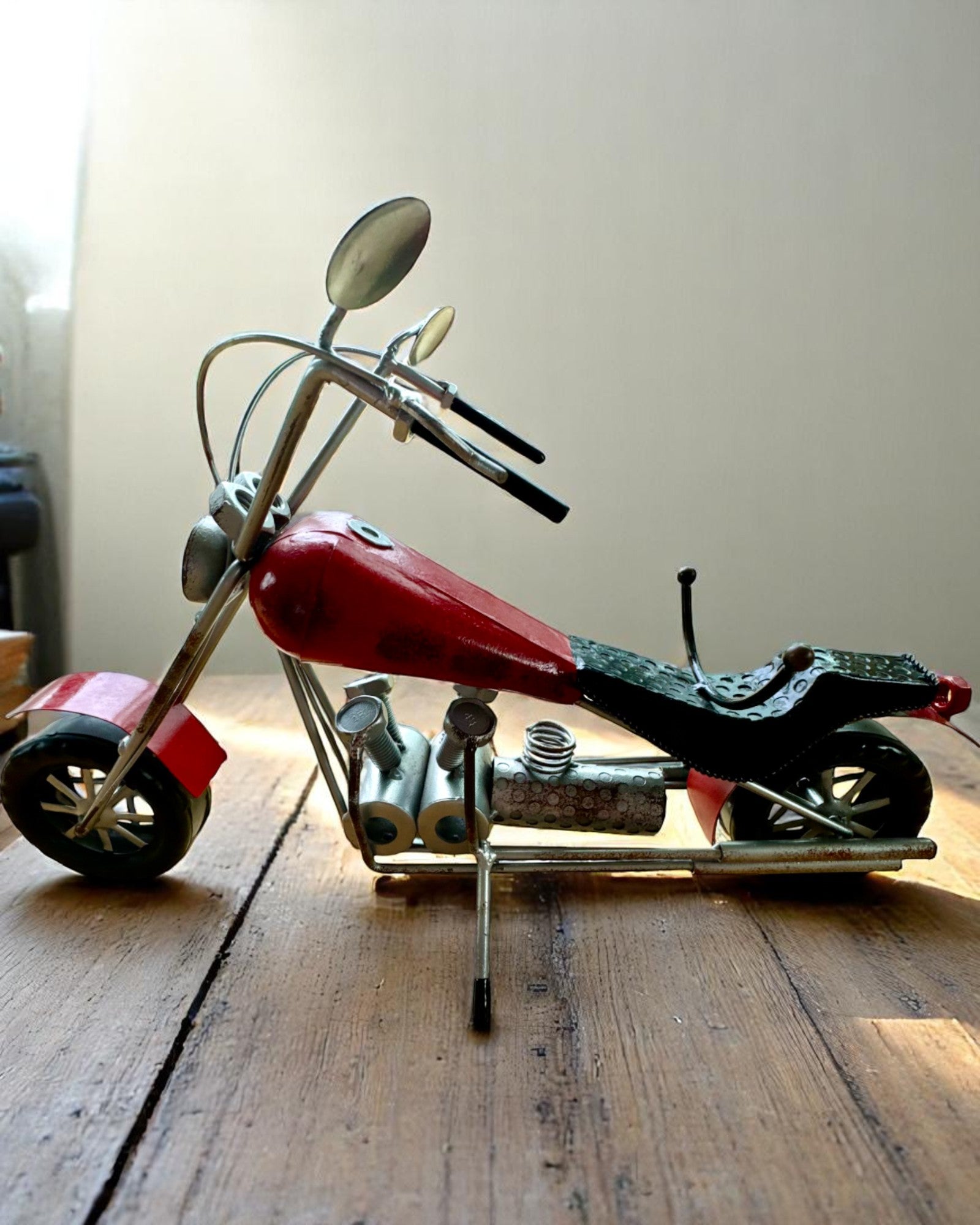Metal Wine Rack 40 cm long, in the shape of a motorcycle with engraving option for a gift