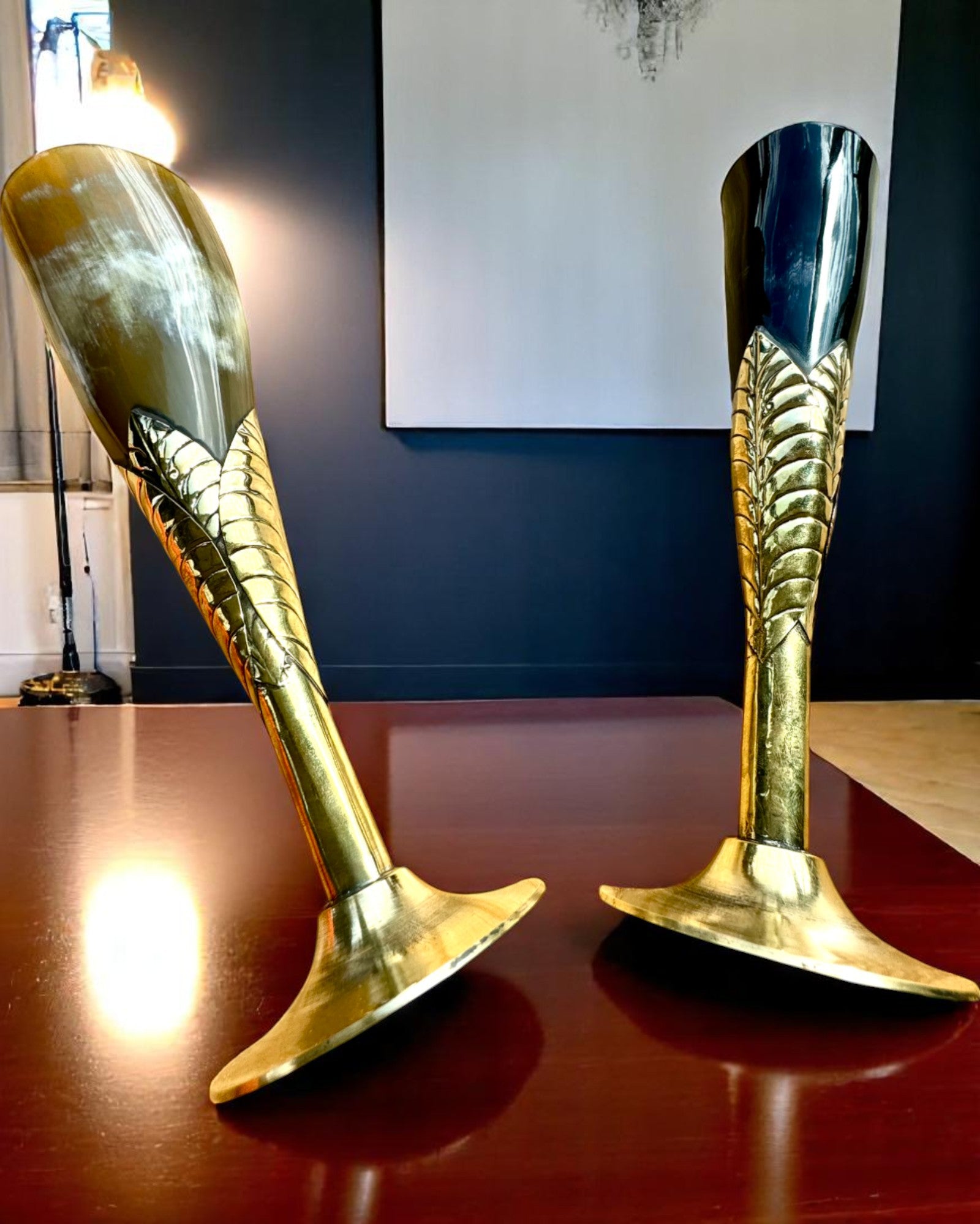 "Spirit of Craft" goblet made of buffalo horn and brass – handcrafted in India, 22 cm, customizable with engraving for a gift