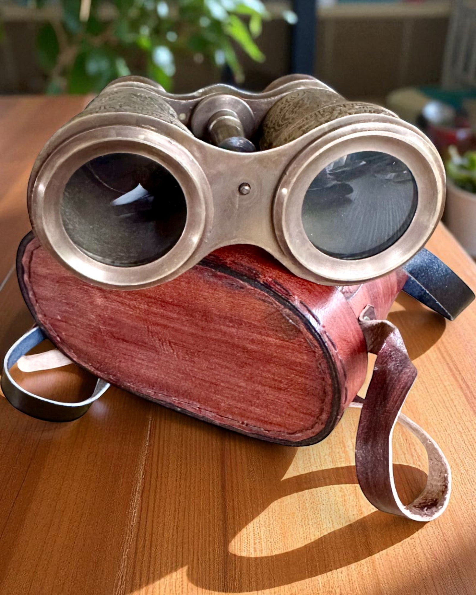 Jumelles avec étui en cuir Victorian's Eye, 11 cm en laiton, décorées à la main, personnalisation par gravure pour cadeau