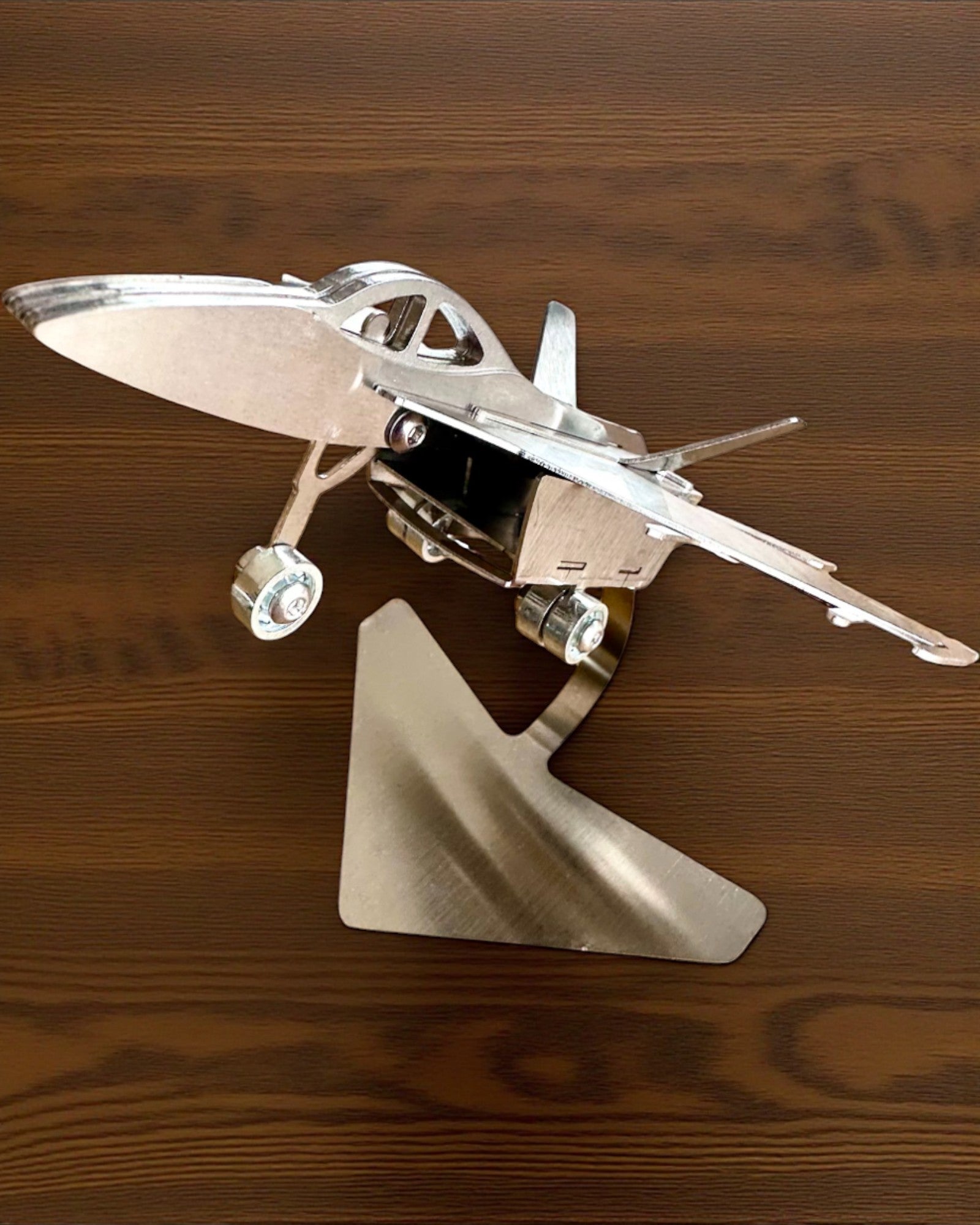 Metal Model of the Fighter "SkyRaptor" – stainless steel, personalized engraving for a gift