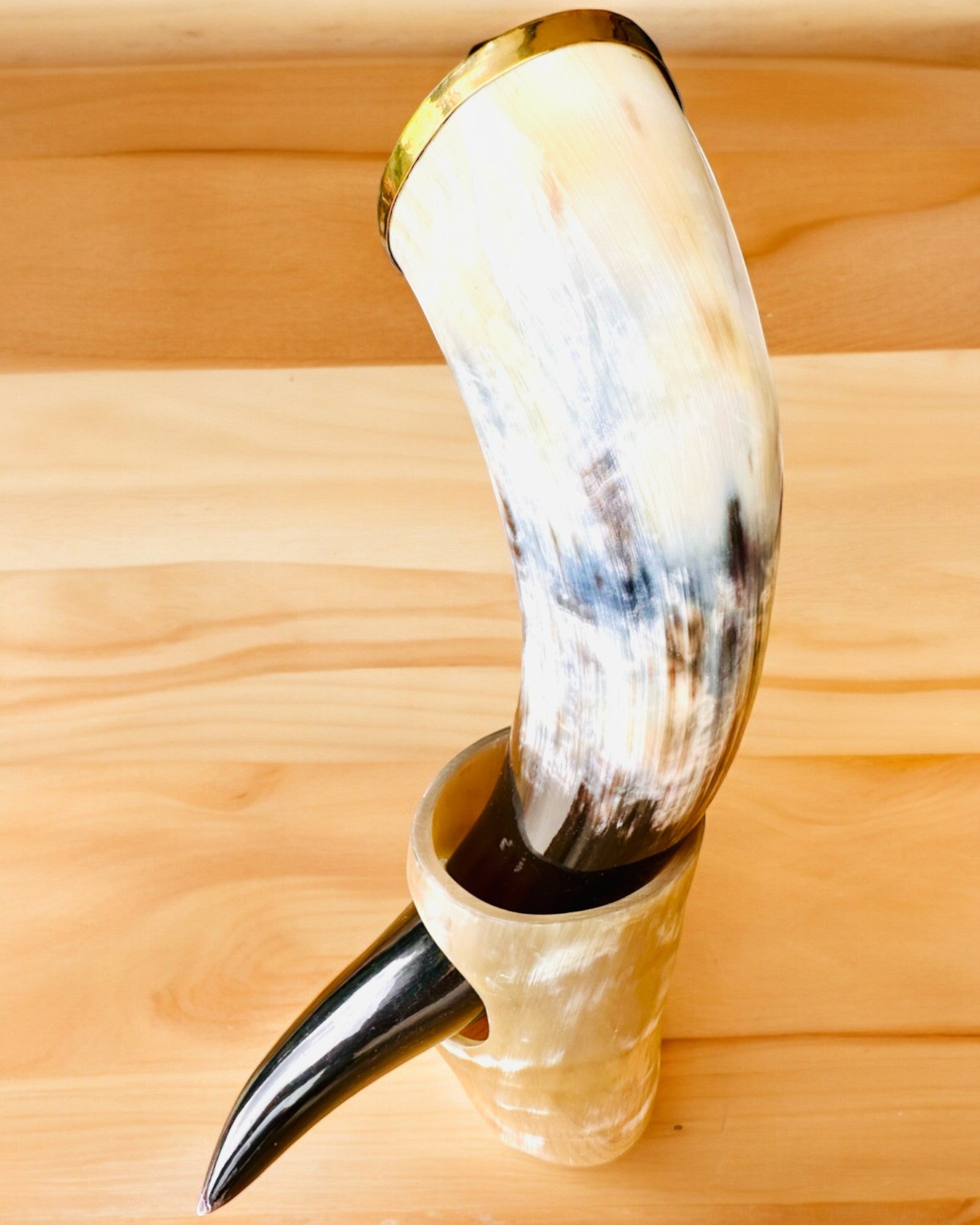 Horn Mug "Viking Valor" - Hand Engraved, Premium Quality - 4 Variants Available