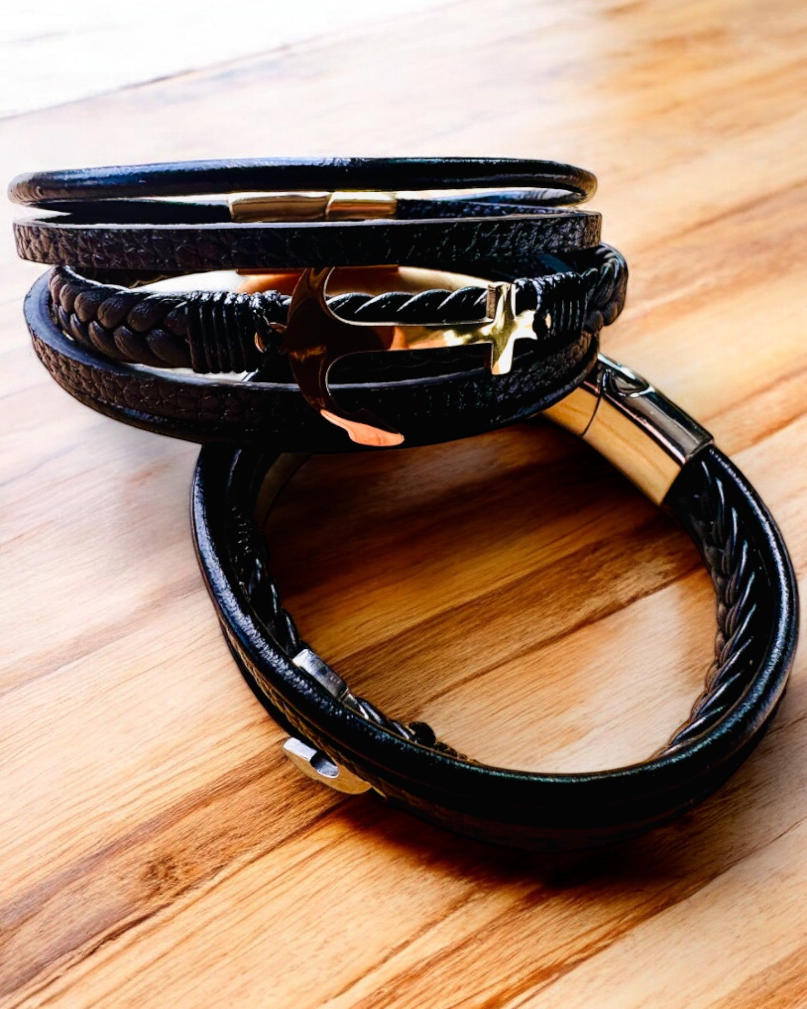 Bracciale maschile Ancora dell'Eleganza con opzione di incisione per regalo