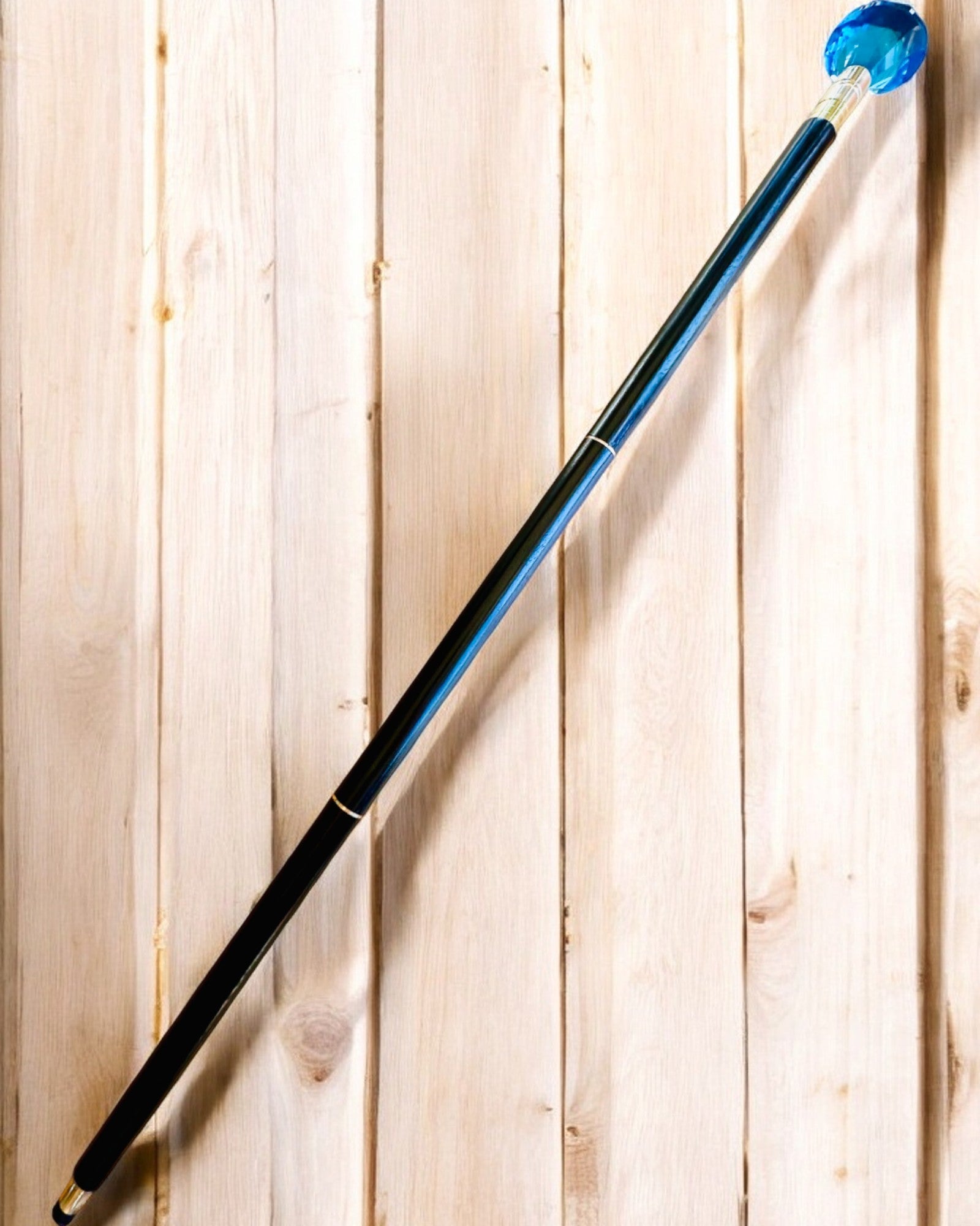 Bastone da passeggio "Diamante Blu" - In legno, realizzato a mano, possibilità di incisione