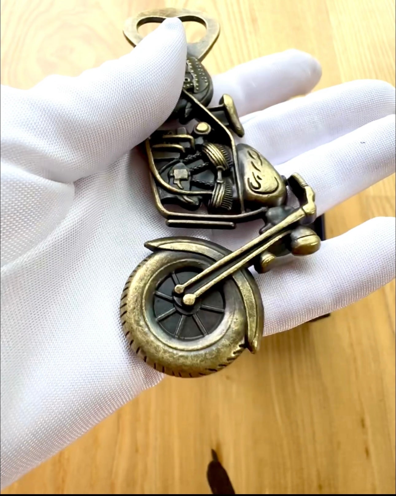 Motorcycle-shaped bottle opener - personalized engraving for a gift