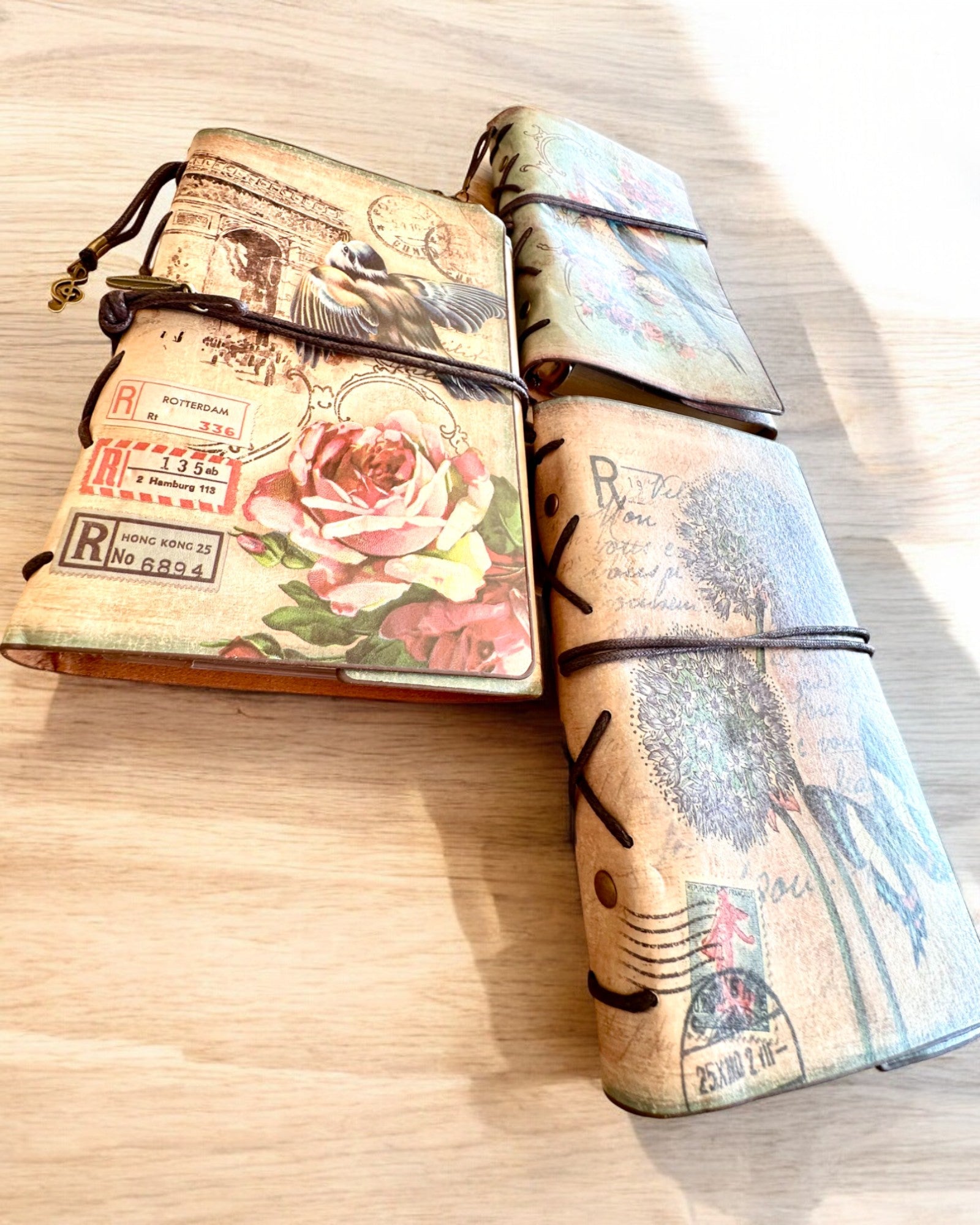 Vintage Memoire Notizbuch mit personalisierter Gravur - 3 Designs zur Auswahl, Notizbuch als Geschenk