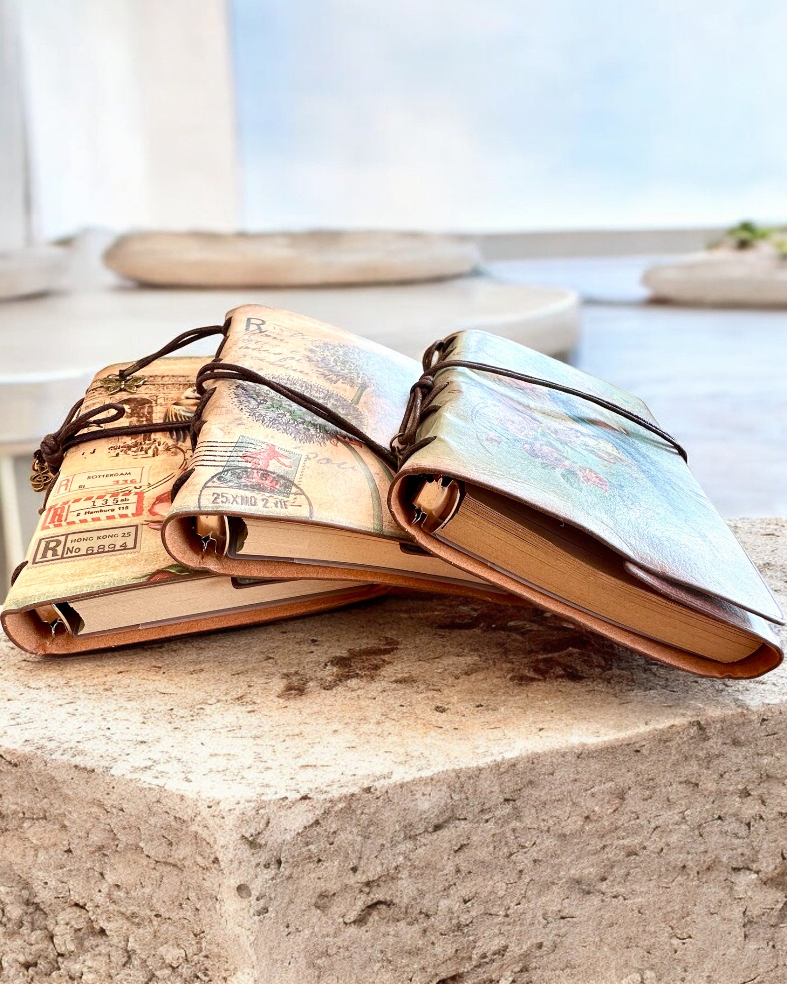 Vintage Memoire Notizbuch mit personalisierter Gravur - 3 Designs zur Auswahl, Notizbuch als Geschenk