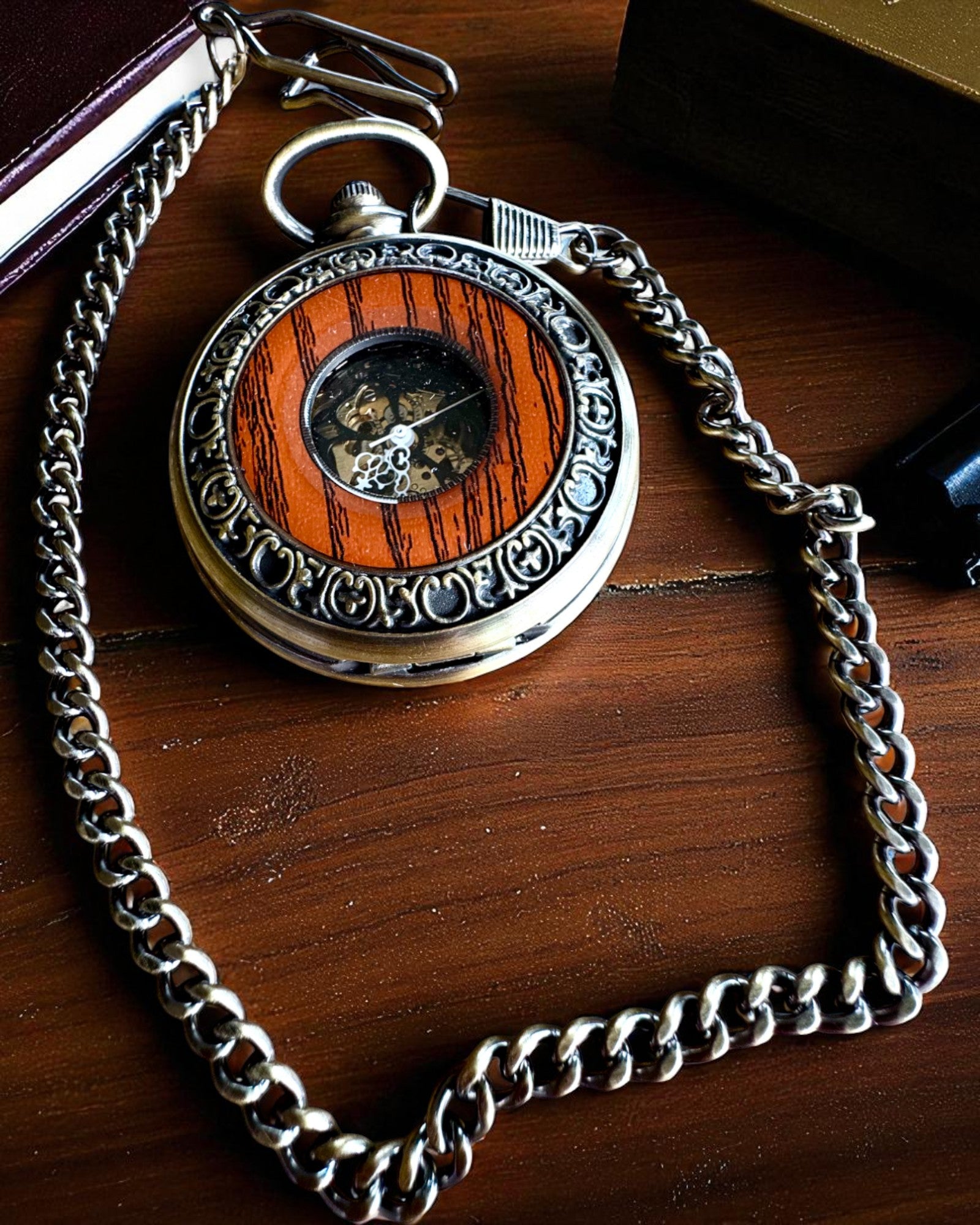 Montre de poche « Veritas Tempus » – chronomètre mécanique avec possibilité de gravure pour cadeau, 2 variantes au choix