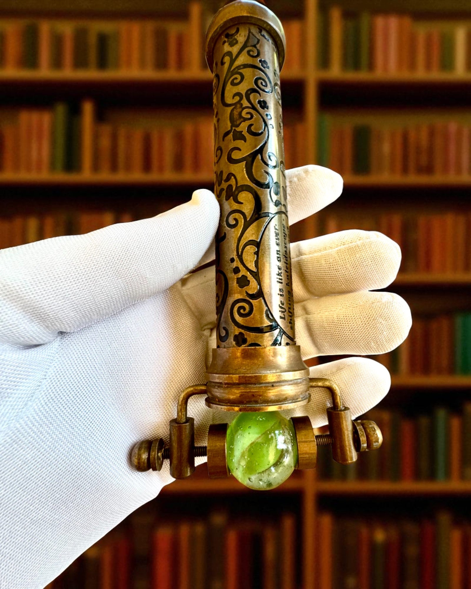 Caleidoscopio Vintage “Emerald Dreams”, 15 cm – fatto a mano, con possibilità di personalizzazione tramite incisione come regalo