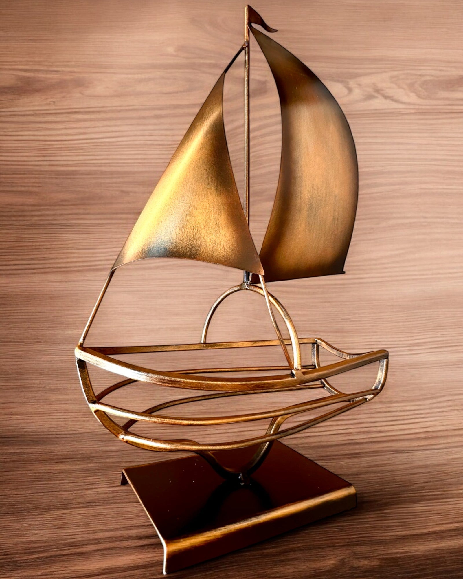 Metal Wine Rack 45 cm high, "Sailor's Fantasy" - Ship-Shaped with Engraving Option for a Gift