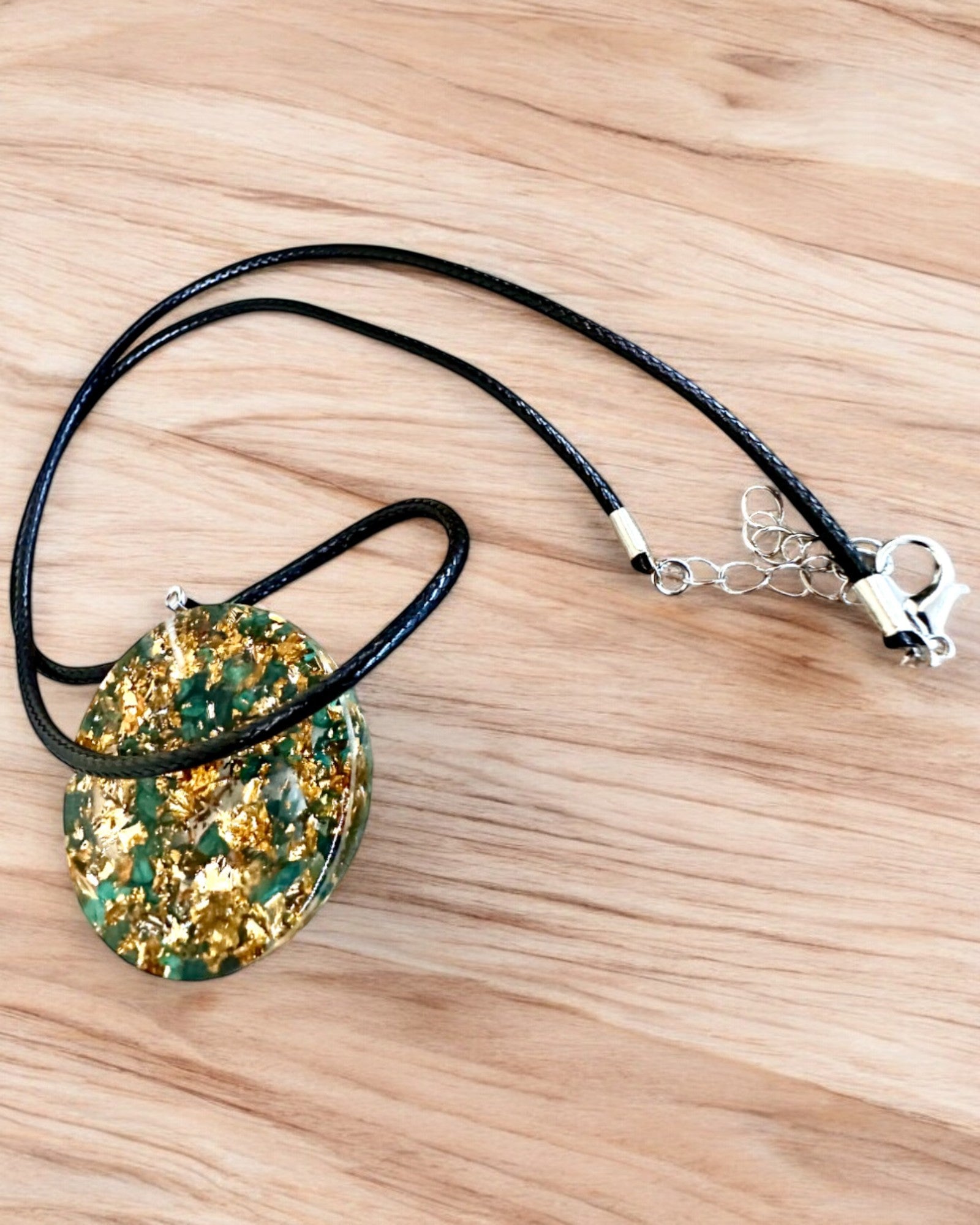 "Malachite Amulet of Life" - necklace with customizable engraving for a gift