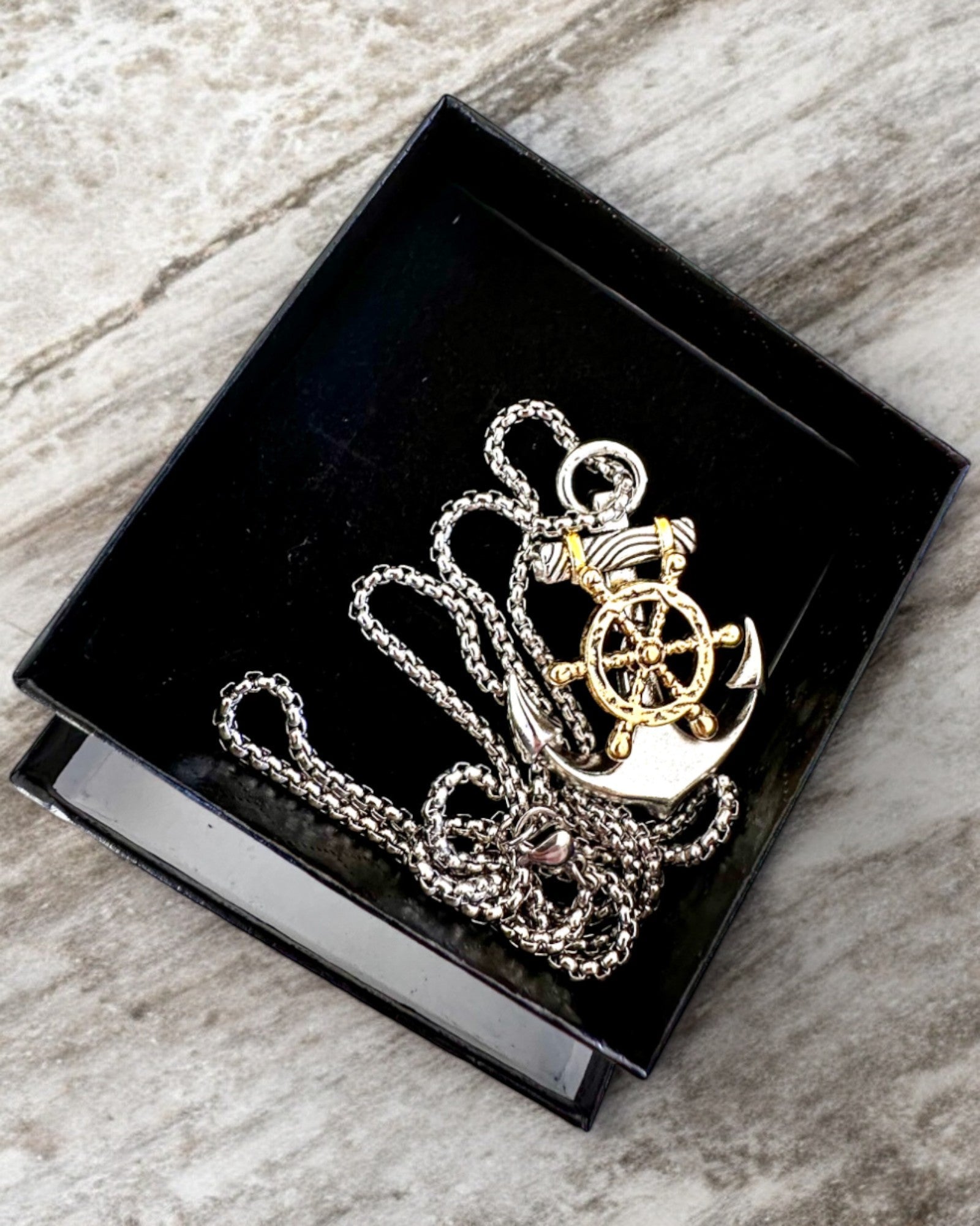 Amulet Captain's Sea Anchor, necklace with engraving option for a gift