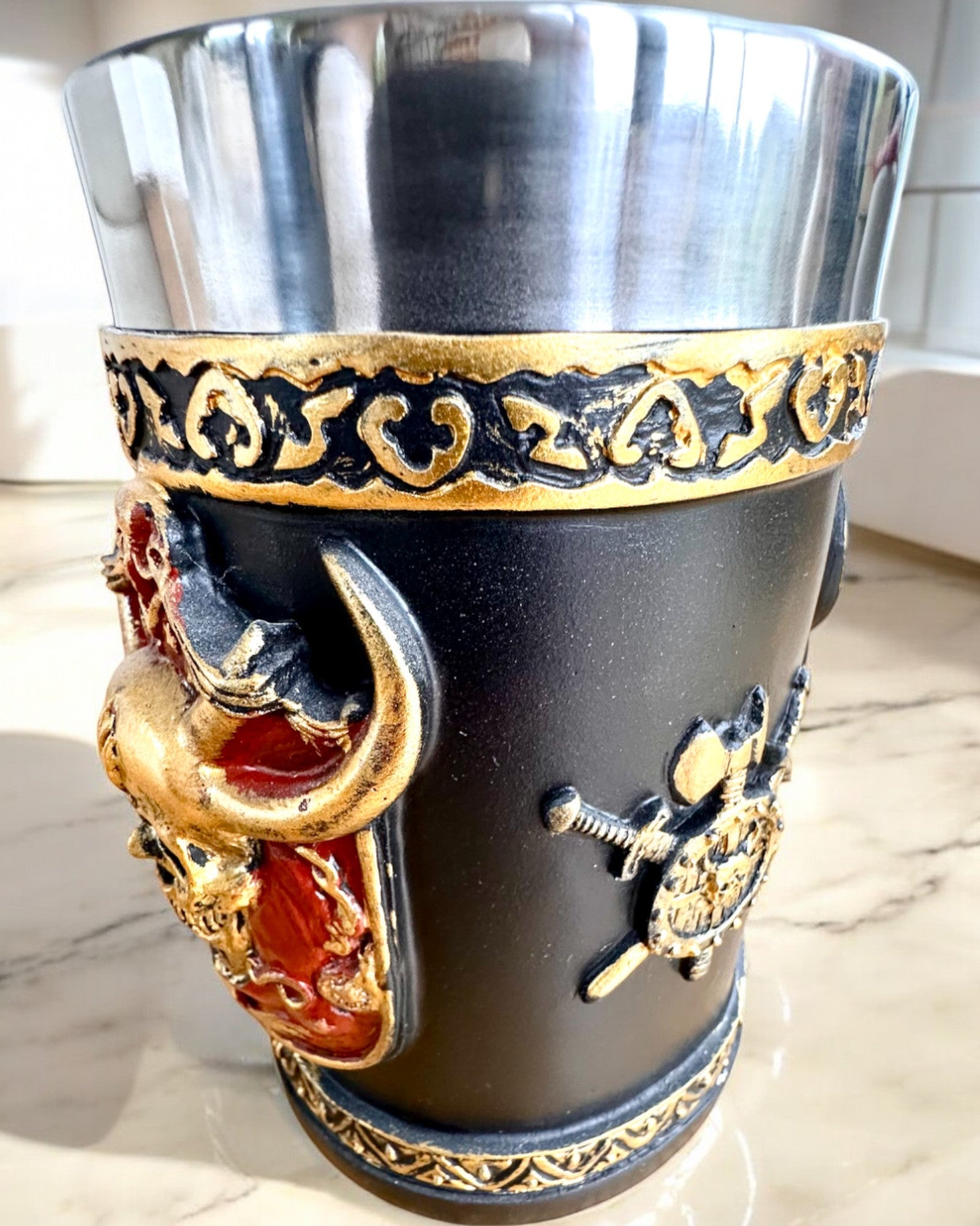 Boccale del Guerriero di Carnevale - 600 ml, 16 cm di altezza, possibilità di personalizzazione con incisione per regalo