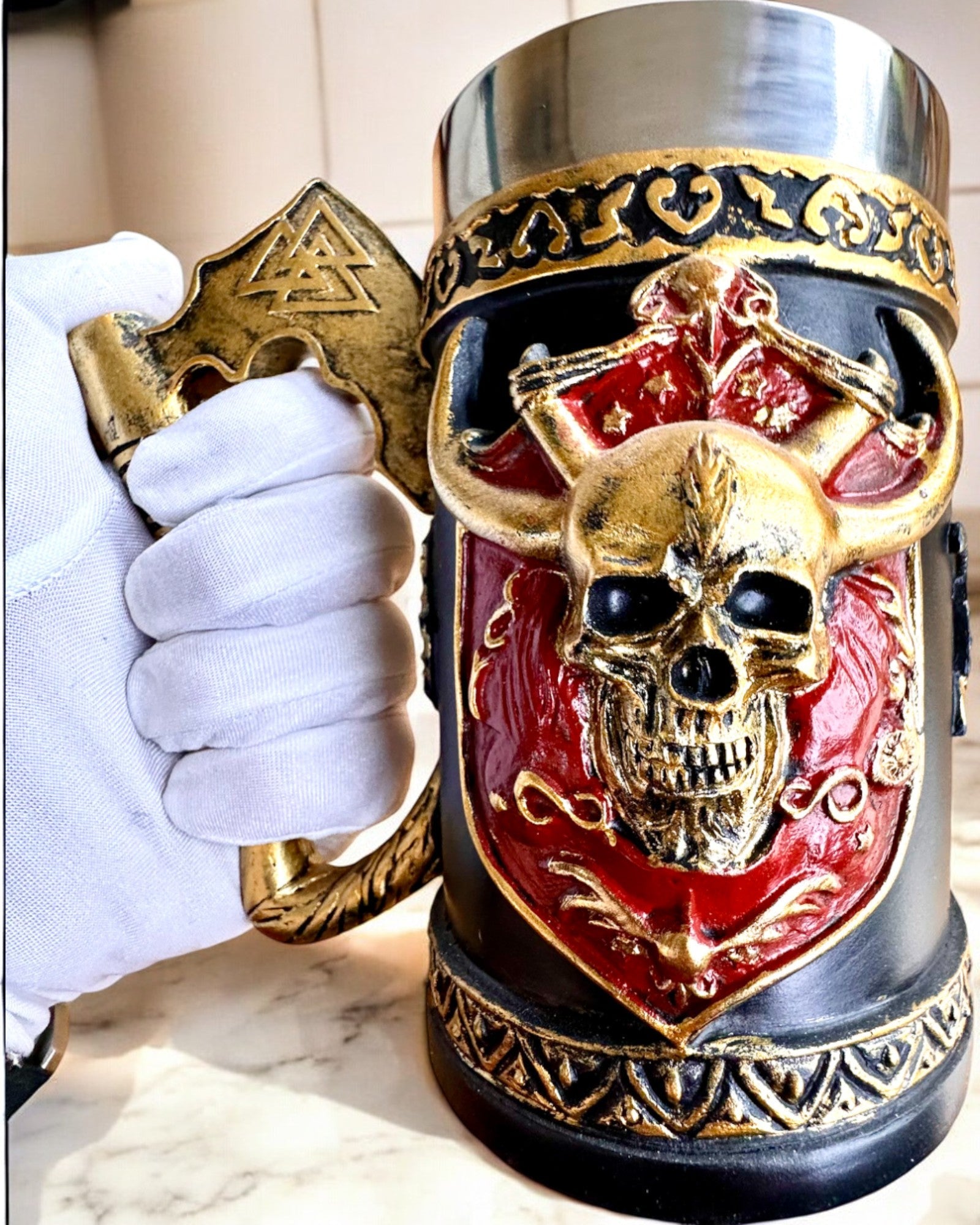 Boccale del Guerriero di Carnevale - 600 ml, 16 cm di altezza, possibilità di personalizzazione con incisione per regalo