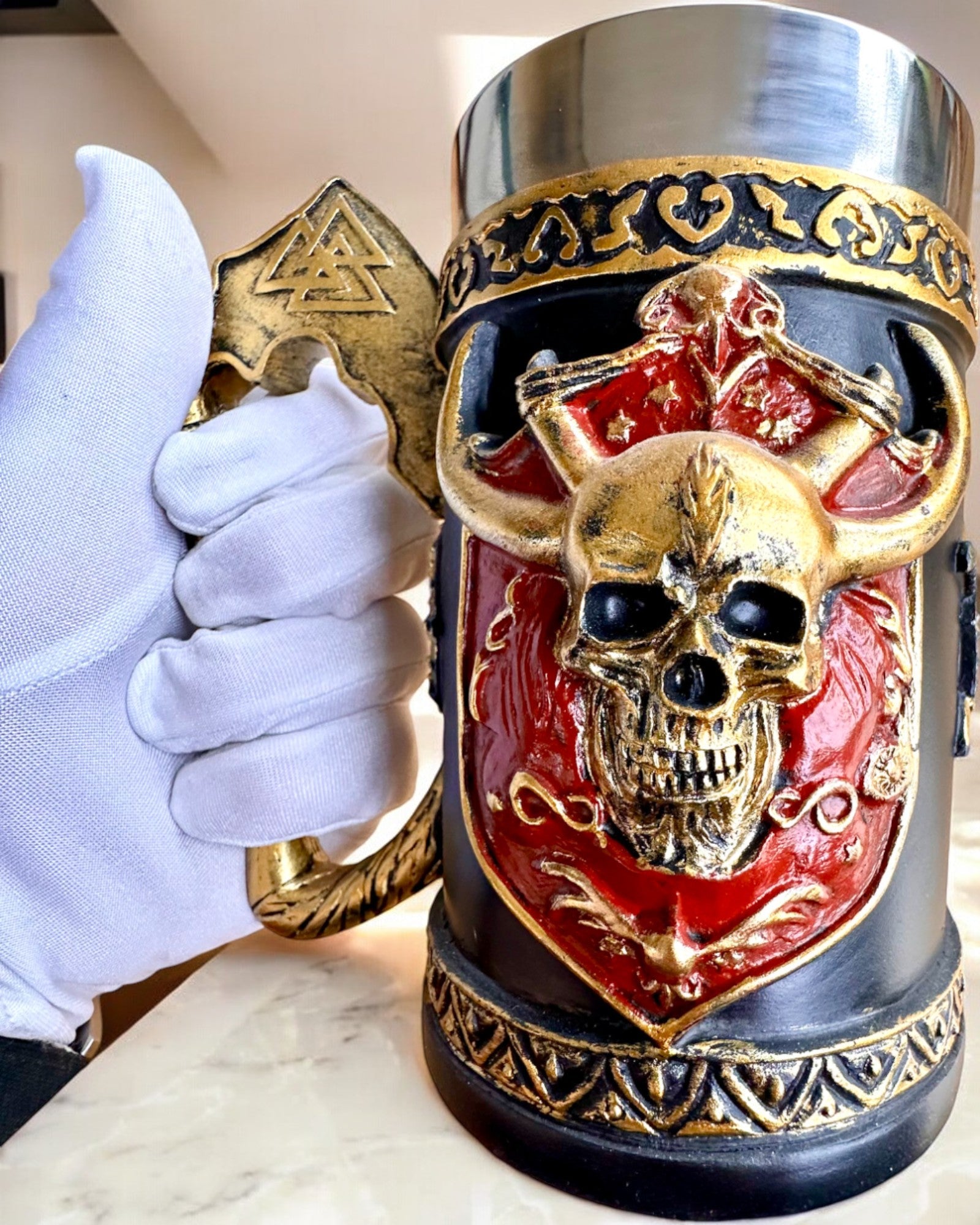 Boccale del Guerriero di Carnevale - 600 ml, 16 cm di altezza, possibilità di personalizzazione con incisione per regalo