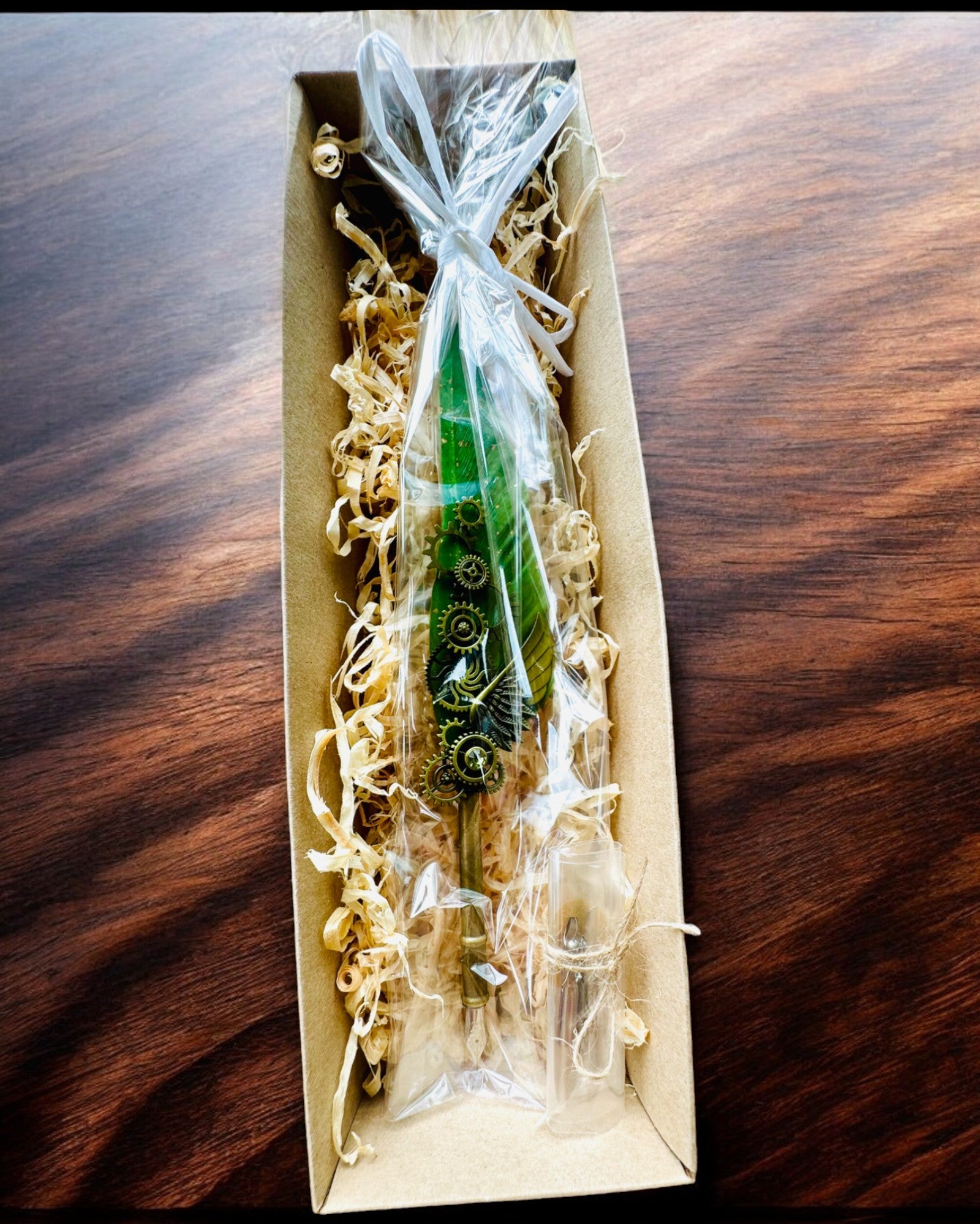 "Steampunk Elegance" Calligraphy Pen with Turkey Feather - Handcrafted, 5 Variants to Choose From, Custom Engraving for Gift