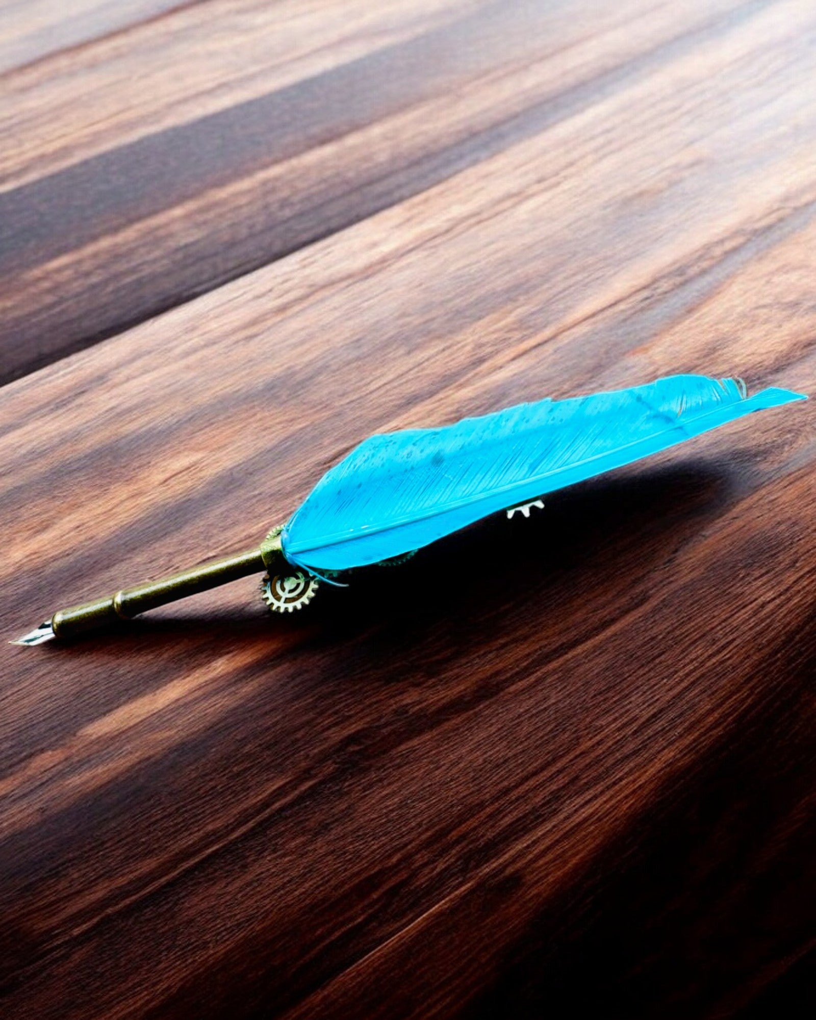"Steampunk Elegance" Calligraphy Pen with Turkey Feather - Handcrafted, 5 Variants to Choose From, Custom Engraving for Gift