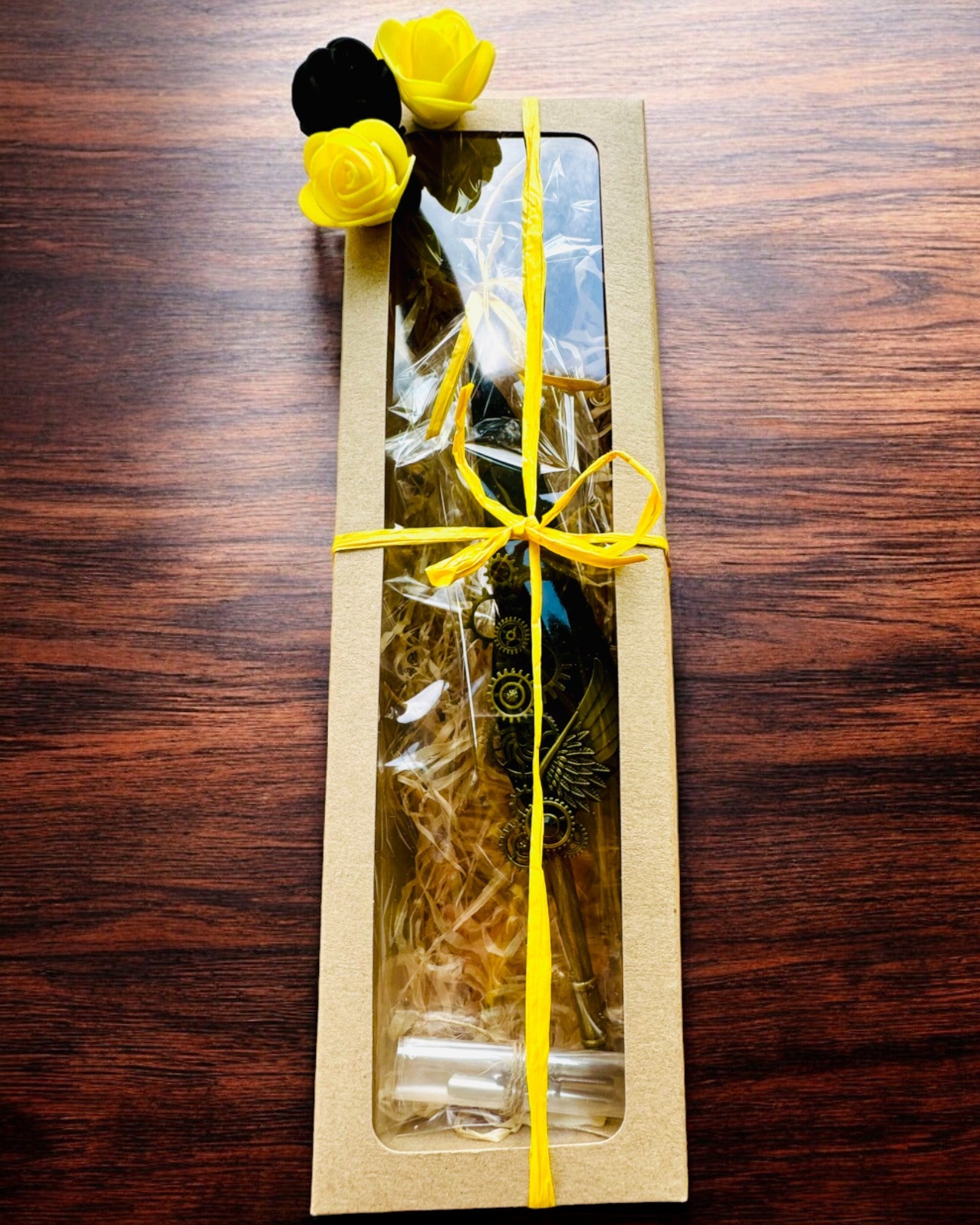 "Steampunk Elegance" Calligraphy Pen with Turkey Feather - Handcrafted, 5 Variants to Choose From, Custom Engraving for Gift