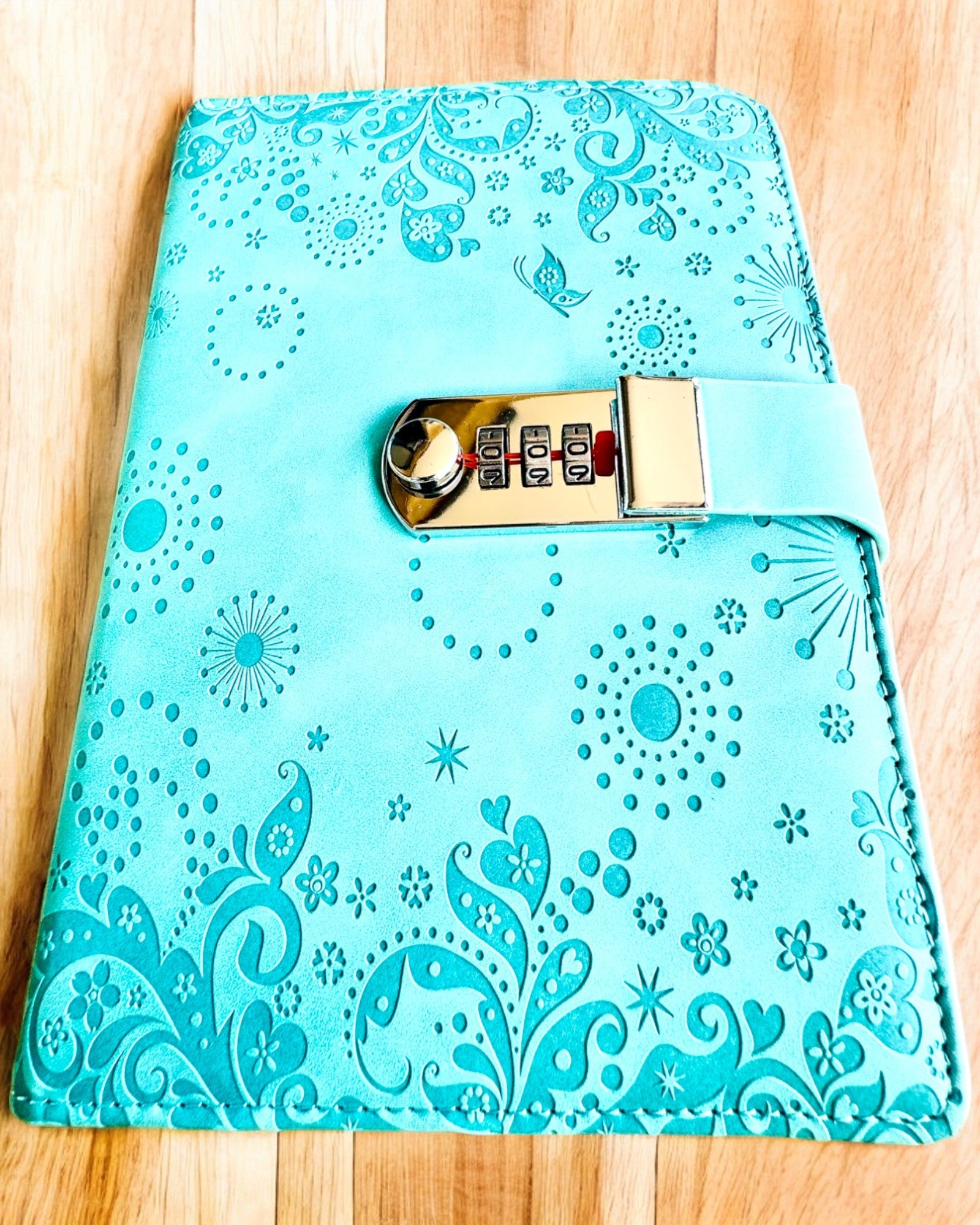 Exclusive Notebook, PU Leather, A5 with Combination Lock - "Secret Journal", personalization with engraving