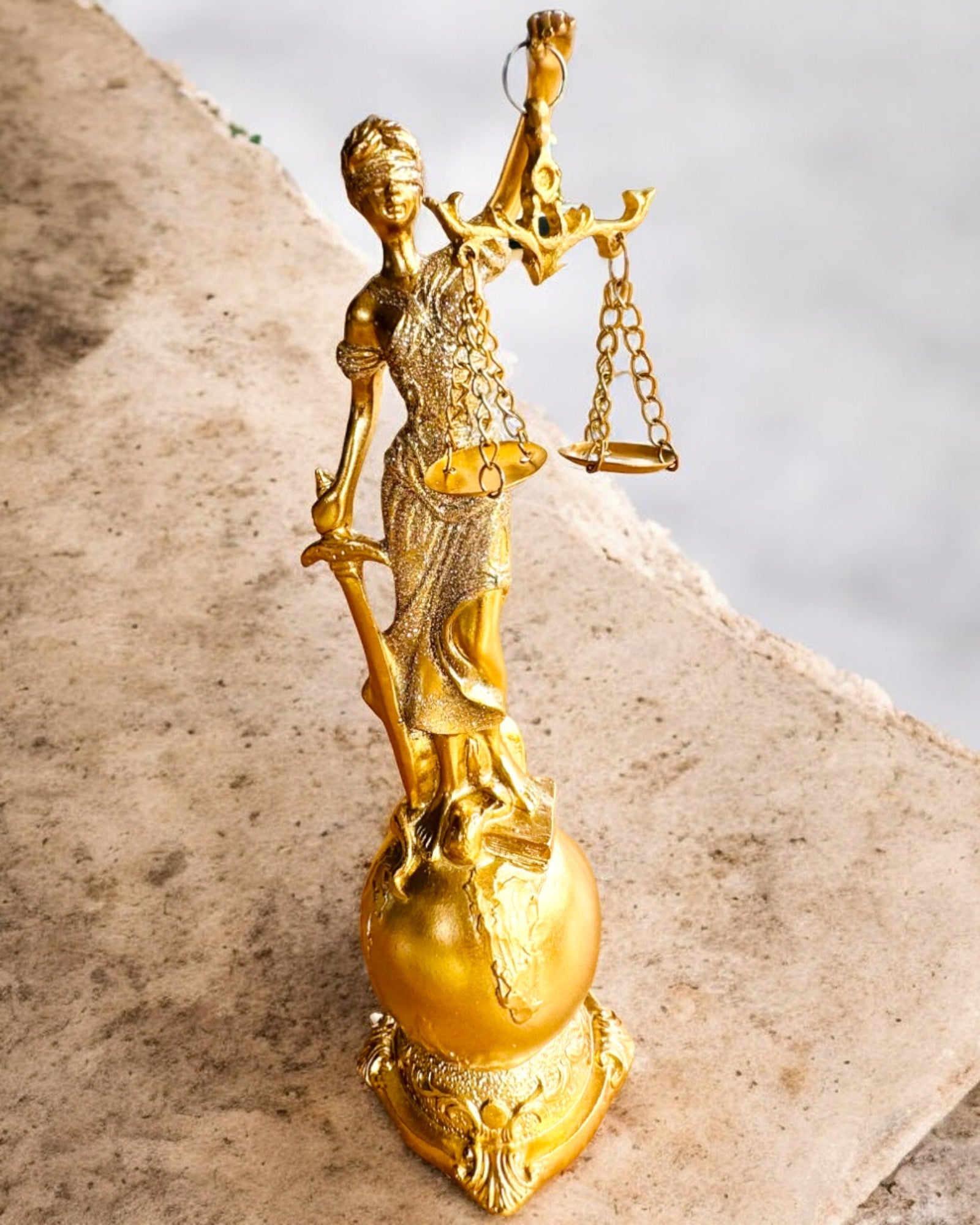 Goddess of Justice Statuette – Artistic Shelf Decoration, Resin Craft, personalization with engraving