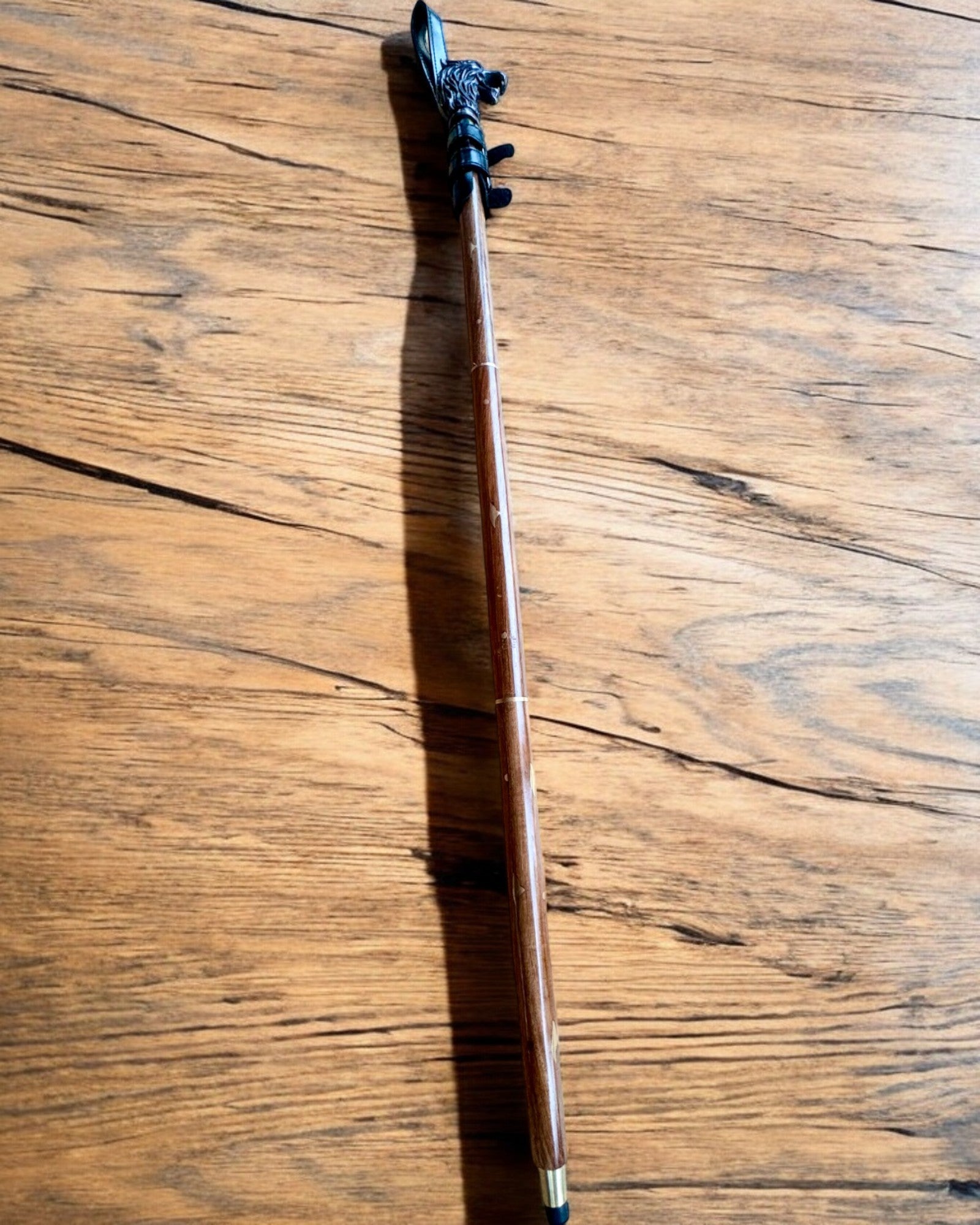 Black Panther Cane Cover with Engraving Option - Handcrafted from Natural Leather