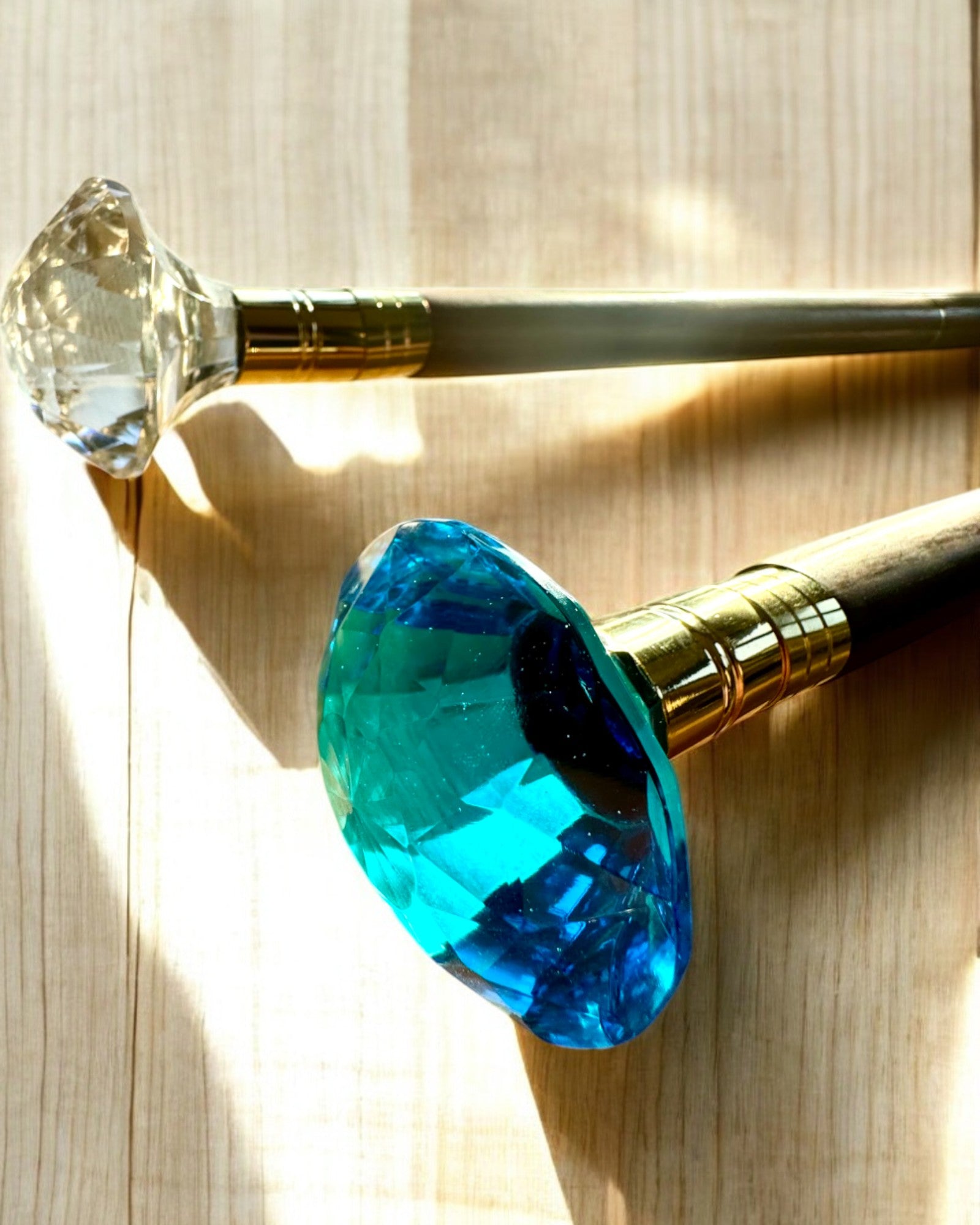 Bastone da passeggio "Diamante in bronzo" - Legno fatto a mano, possibilità di incisione