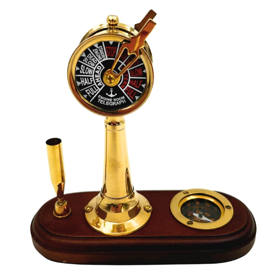 Elegantes Schreibtischset – Maschinentelegraf, Kompass, Stifthalter – TT018