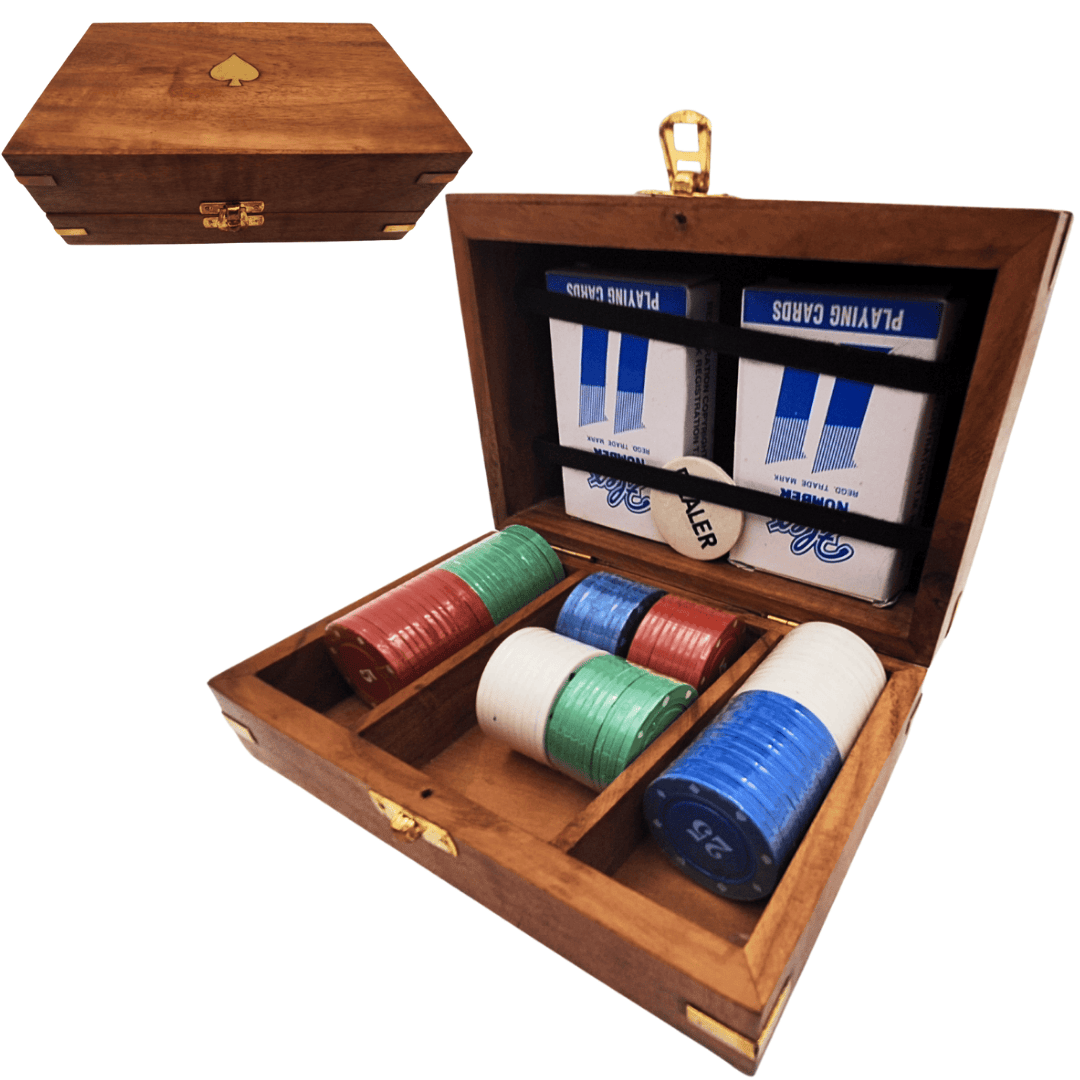 Elegantes Pokerset in Holzbox – 100 Jetons - DNU-102