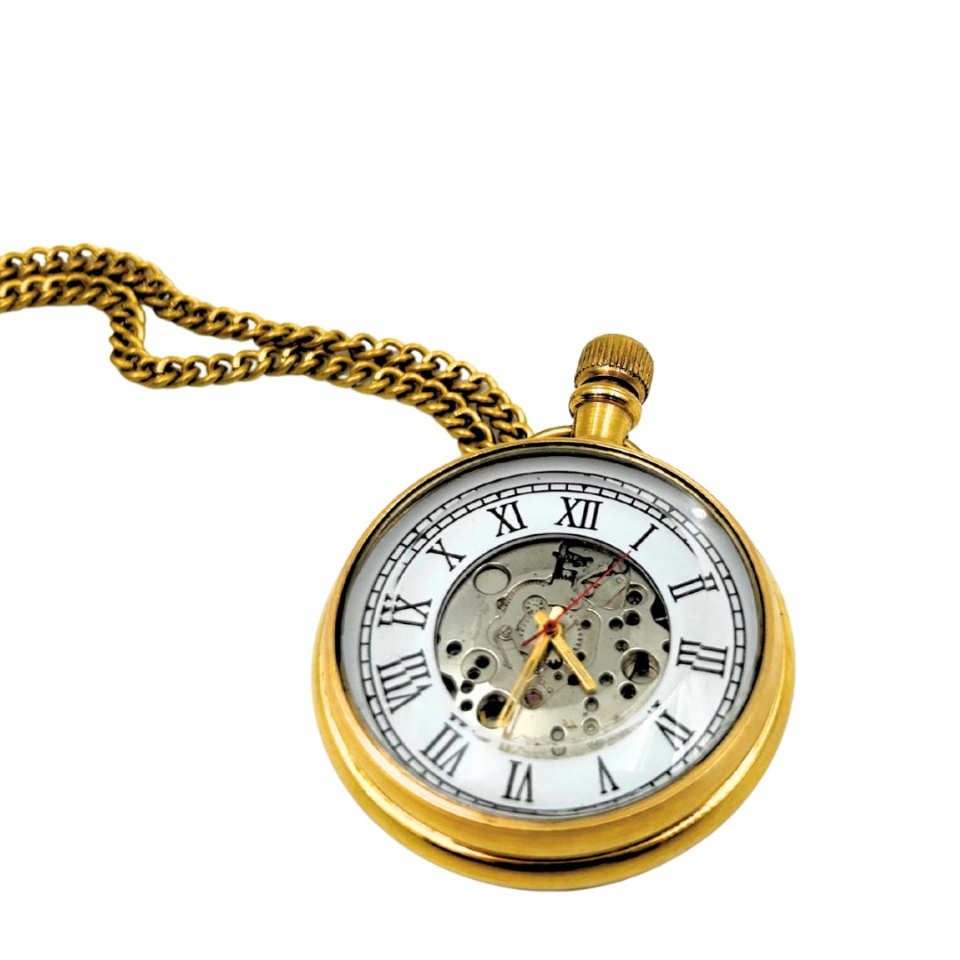 Mechanische Retro-Taschenuhr – mit Kette – WDMA