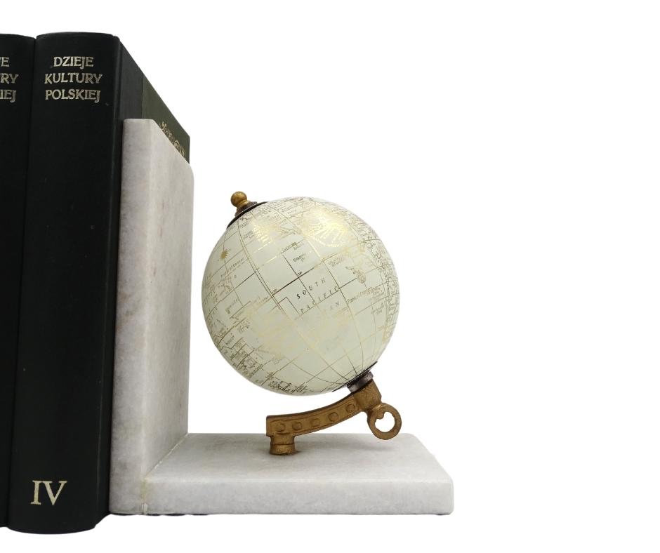 Serre-livres en marbre Globes GLB-85 avec gravure