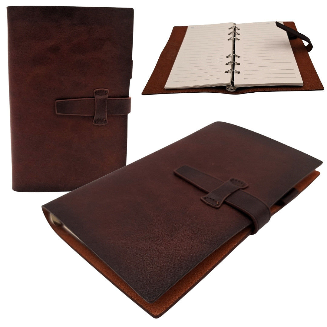 Elegantes Leder-Notizbuch A6 Retro Vintage mit Verschluss – Tagebuch – EE3