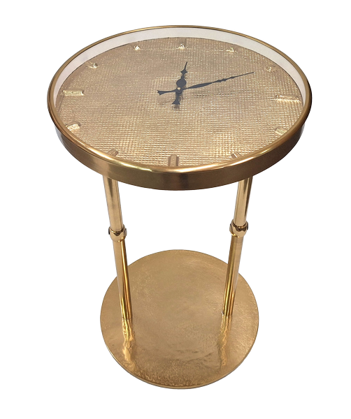 Goldener Glamour-Metalltisch mit Uhr – schöne Dekoration – 1056A