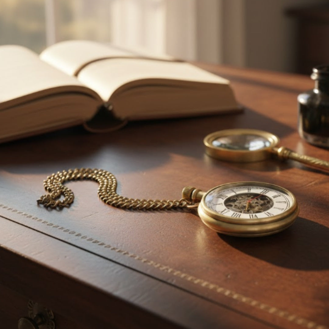 Mechanische Retro-Taschenuhr – mit Kette – WDMA