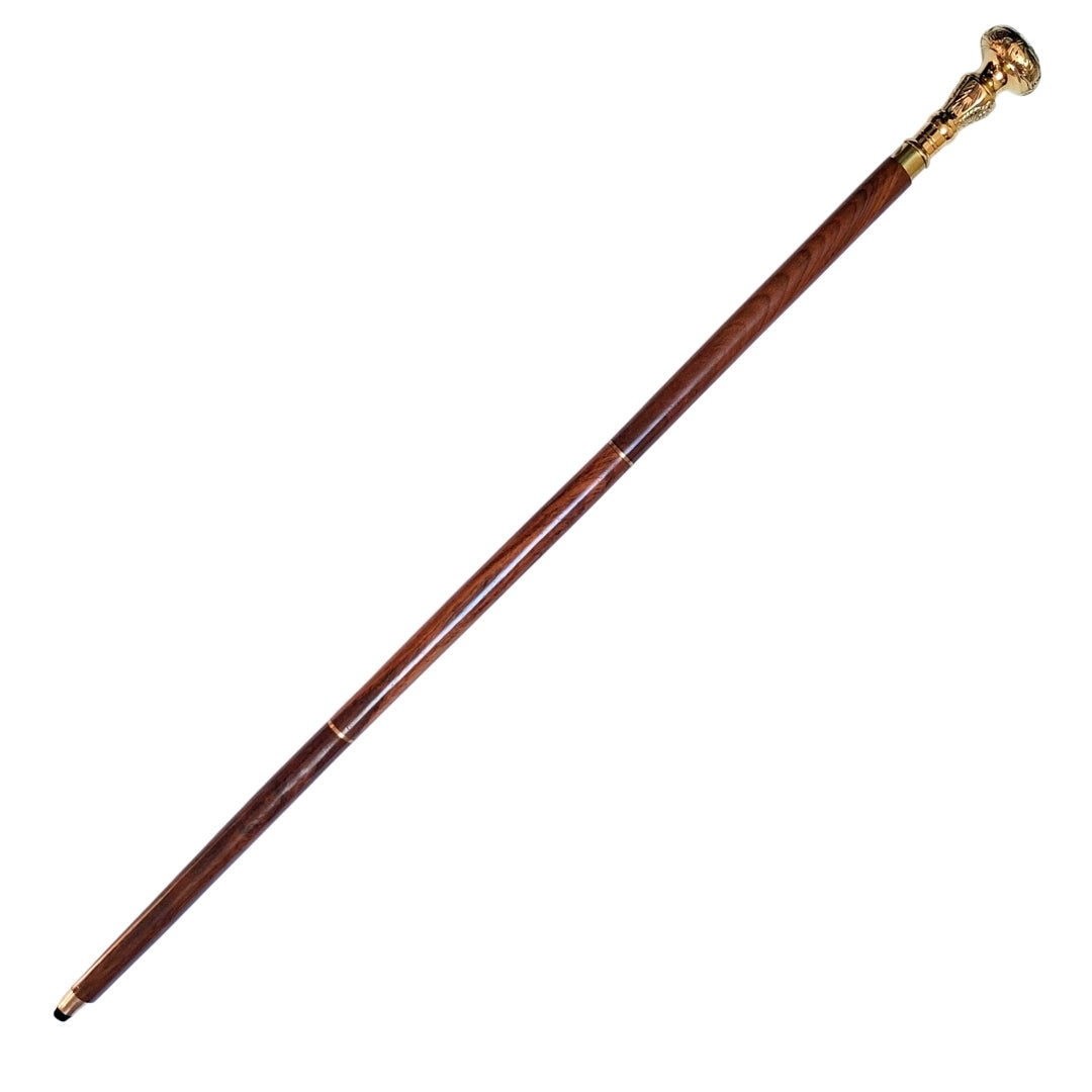 Canne pliante élégante avec poignée en laiton - canne en bois brun avec possibilité de gravure - cadeau idéal pour senior avec style rétro - longueur maximale 96 cm