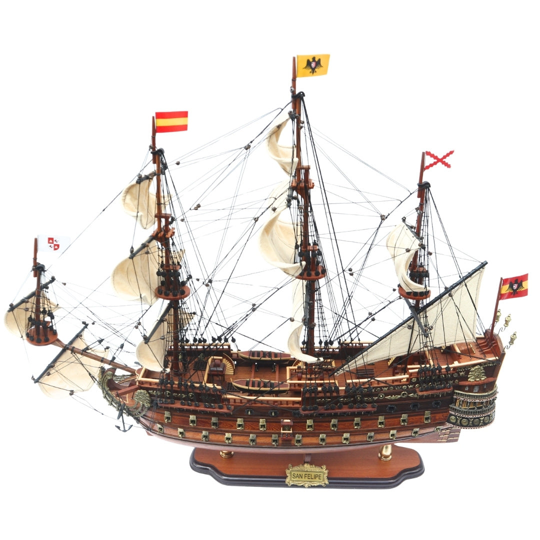 Segelschiffmodell des Schiffs San Felipe 80cm, Möglichkeit zur Personalisierung durch Gravur