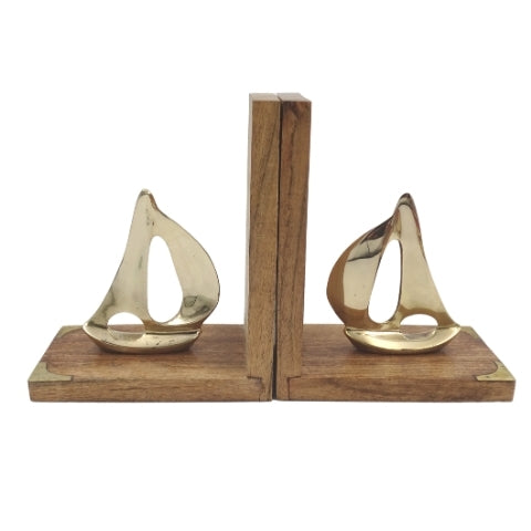 Brass Yacht Bookends with Engraving