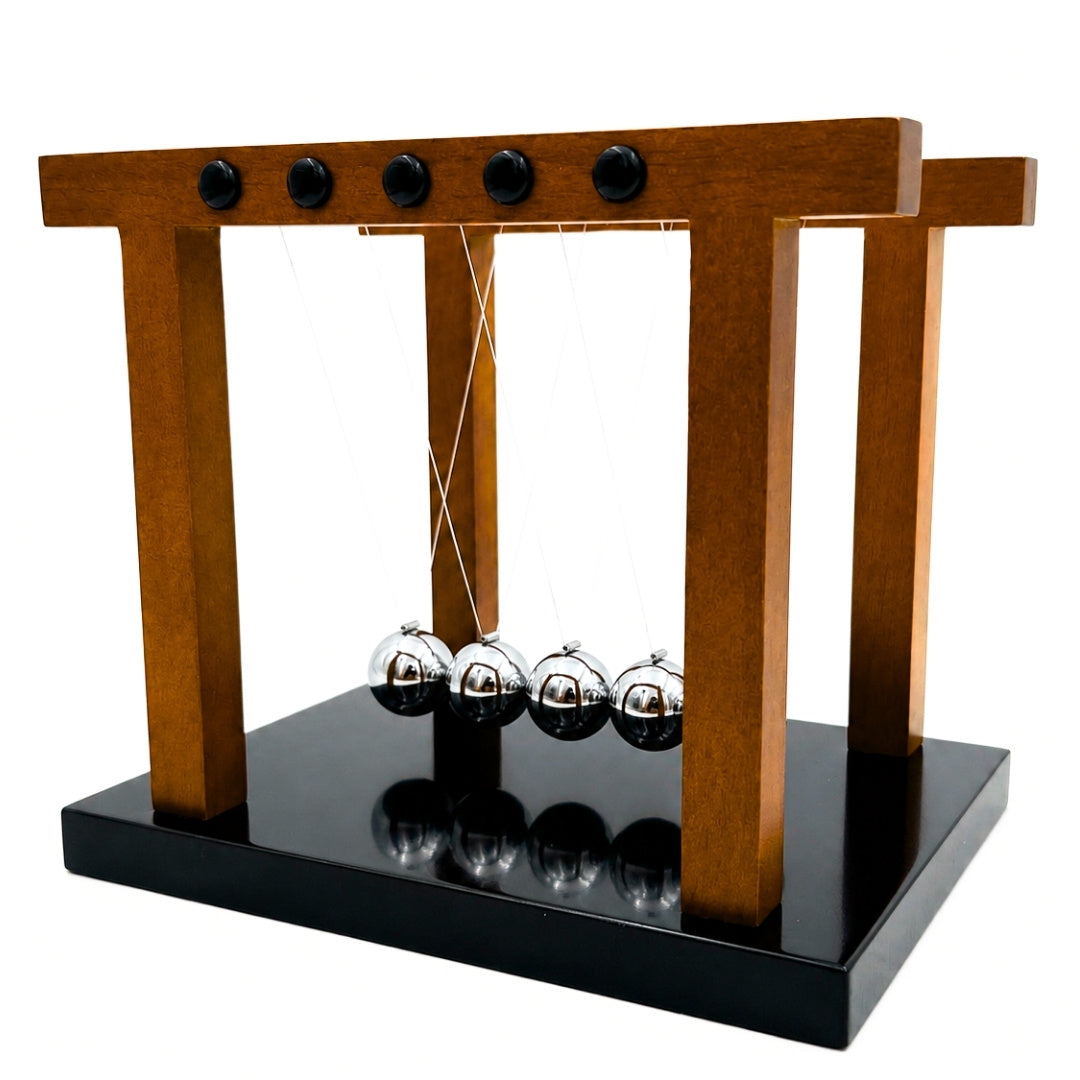 Elegante große Premium-Newtonkugeln auf Holzsockel - YG1300F