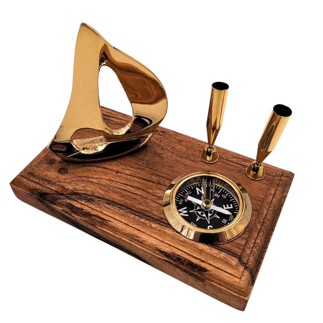 Elegantes Schreibtisch-Set - Yacht und Kompass - elegantes maritimes Geschenk - BCPH103