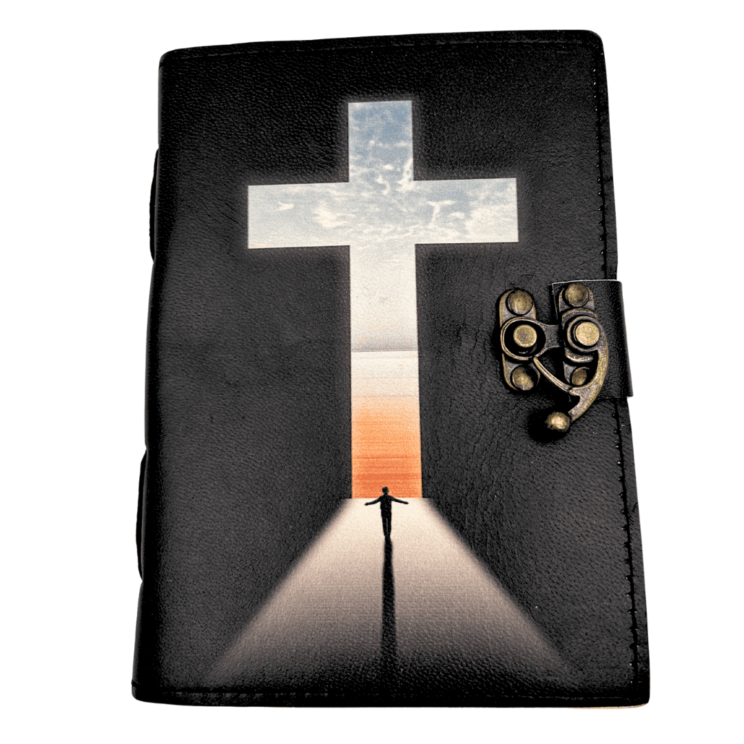 Ledernotizbuch religiöses Kreuz - 200 Seiten - AH15