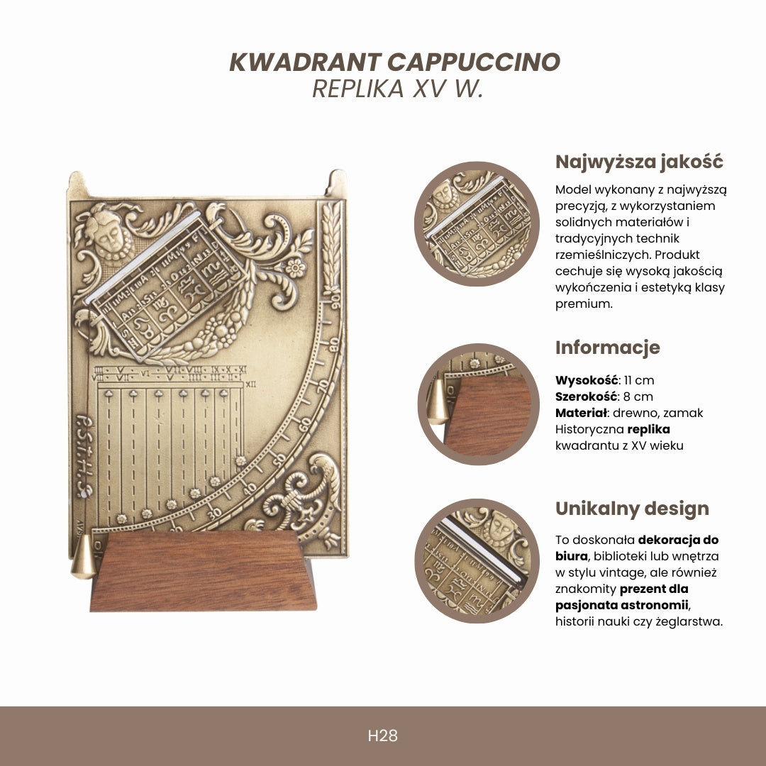 Cappuccino-Quadrant – Replik XV. Jh. - Geschenk für einen Astronomen oder Segler – H28