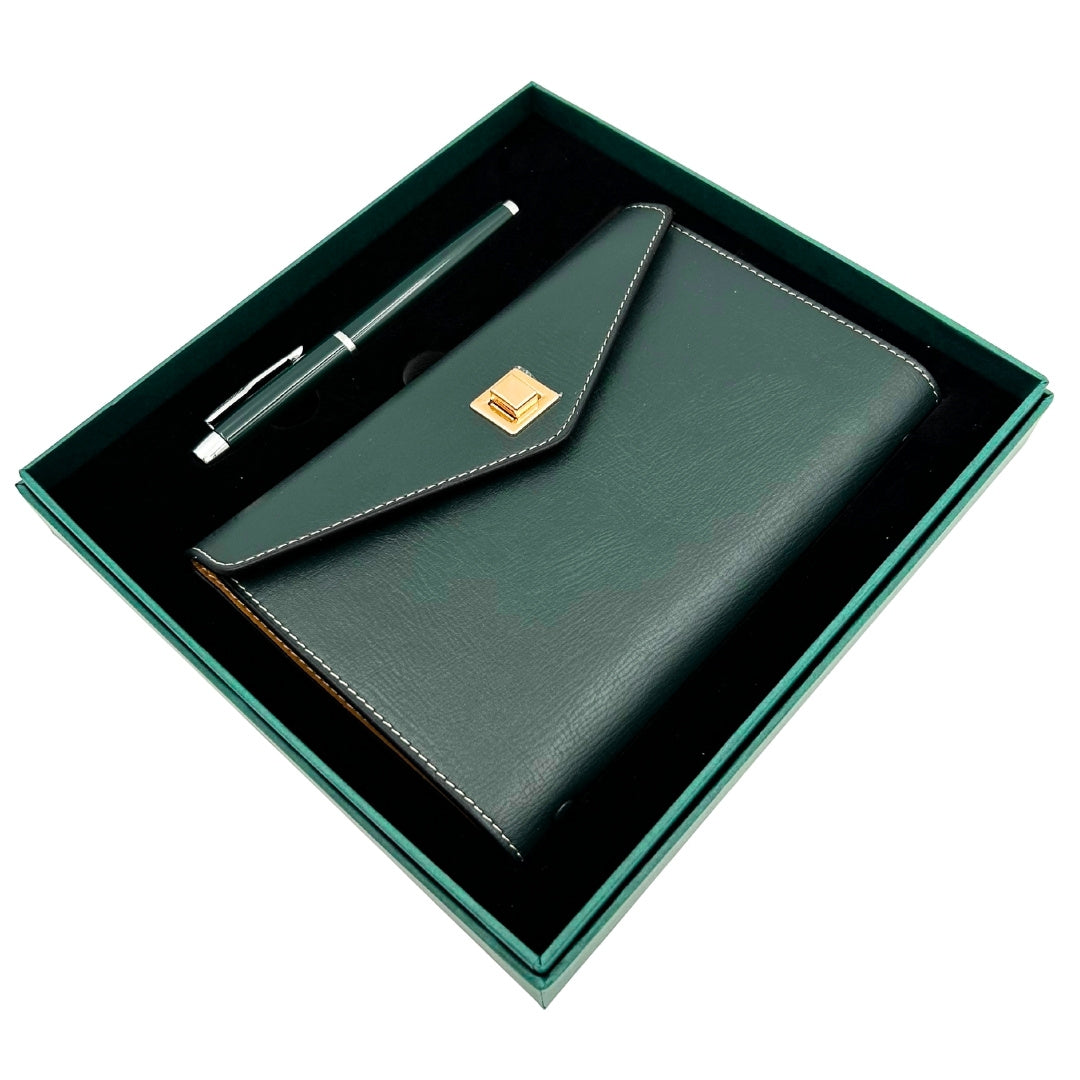 Elegantes Geschenkset - Ledernotizbuch mit Kugelschreiber in Geschenkbox – Premium – EE8