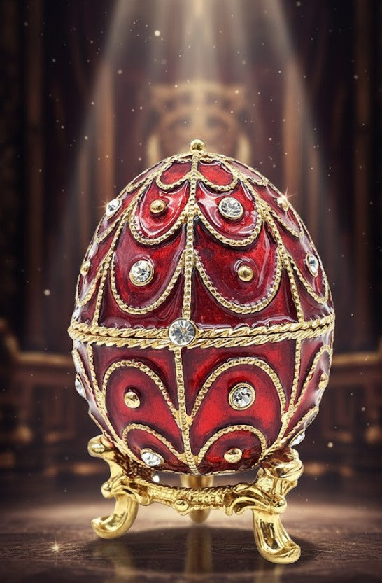 Exklusive kleine Metallschatulle mit Kristallen - Fabergé-Ei - B0748-17 RD