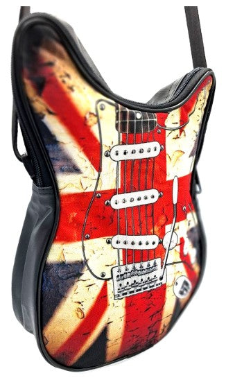Umhängetasche in Gitarrenform – britische Flagge – Geschenk für einen Musikfan - RBG-008