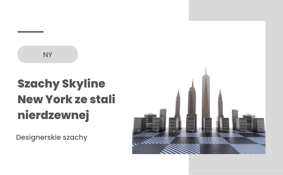 Designer-Schach Skyline New York aus Edelstahl – NY