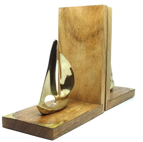 Brass Yacht Bookends with Engraving