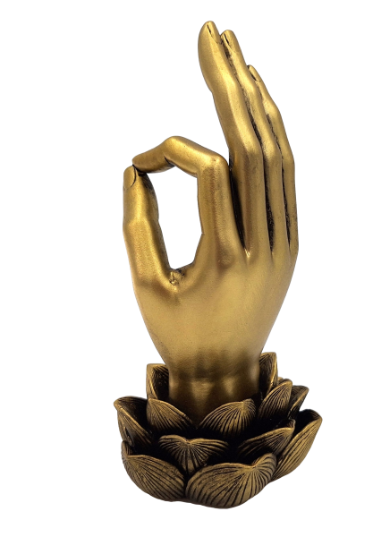 Goldene Figur Buddha-Hand Mudra OM - Yoga Lotusblume - 43724
